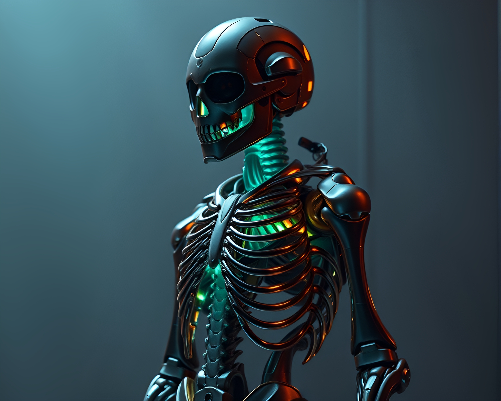 Futuristic Exoskeleton Suit in Opera-house Glow Composition – free AI stock image