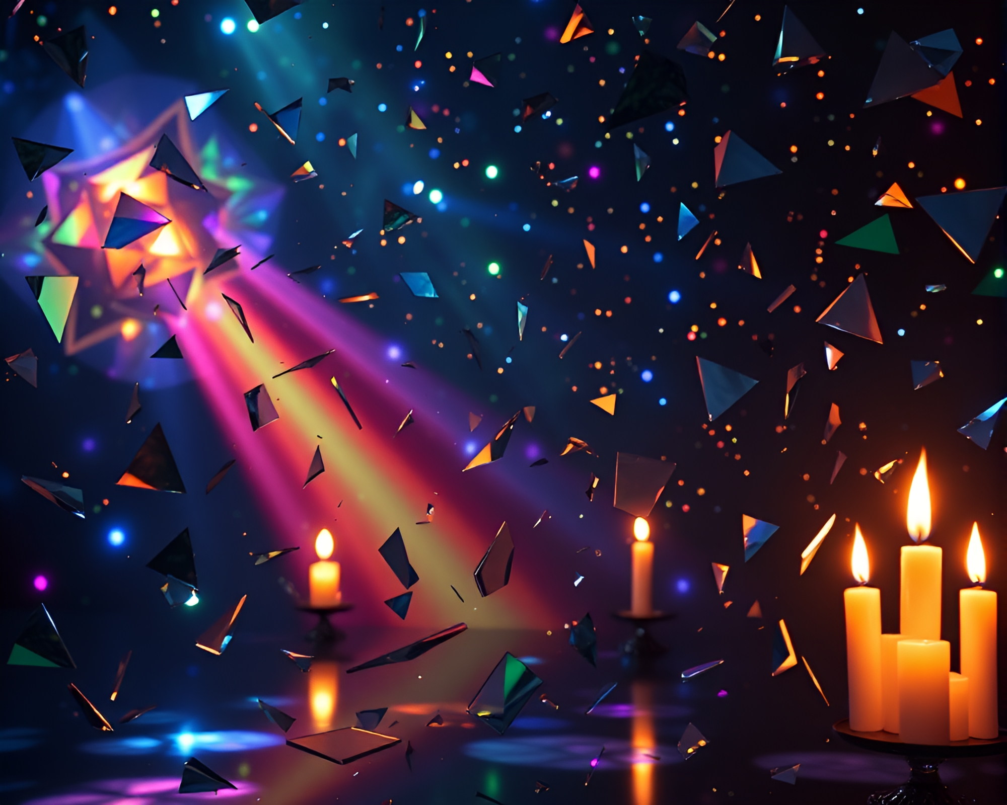 Cosmic Kaleidoscope Golem in Candlelit Splendor – free AI stock image
