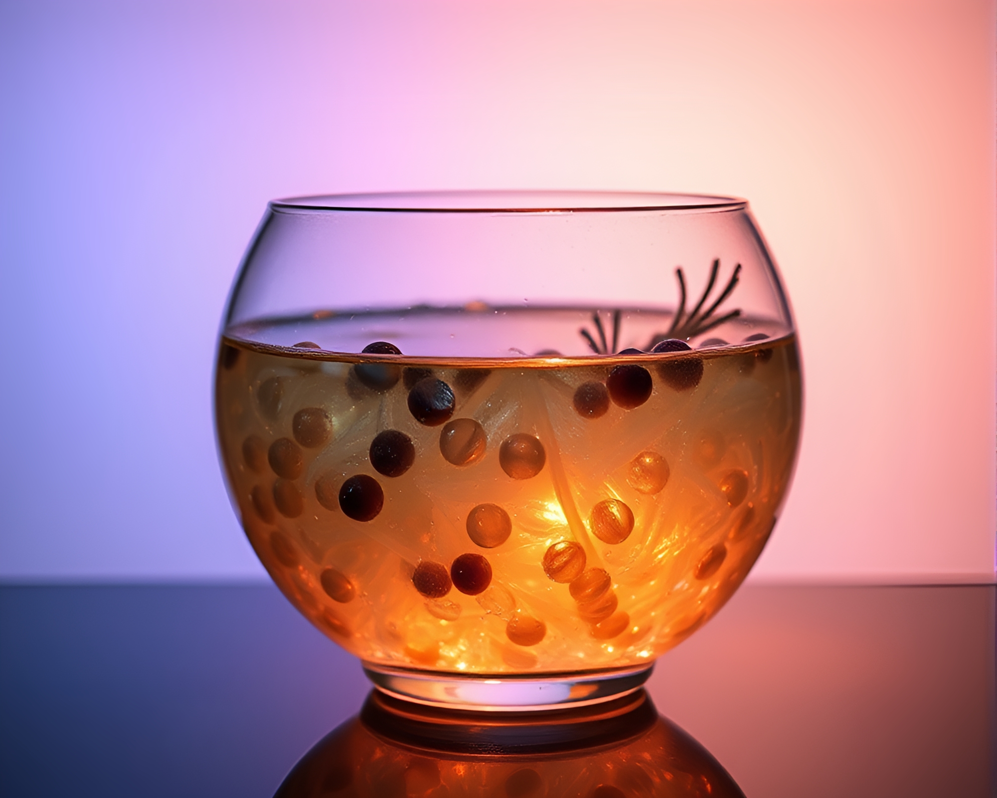 Ramen Bowl Reflecting Earth Tone Gradient LED Art – free AI stock image