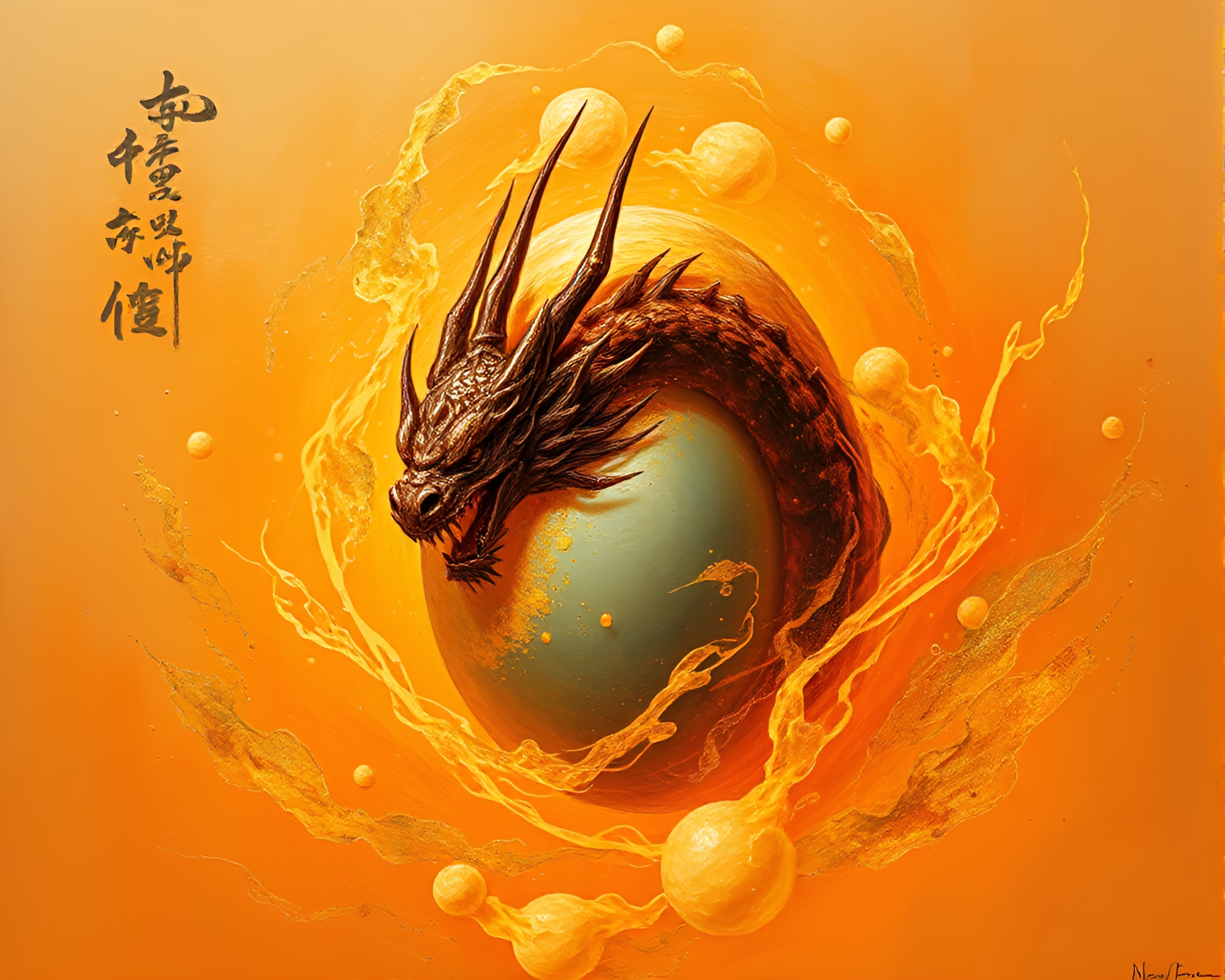Dragon Egg in Burnt Orange Oil Painting – free AI stock image