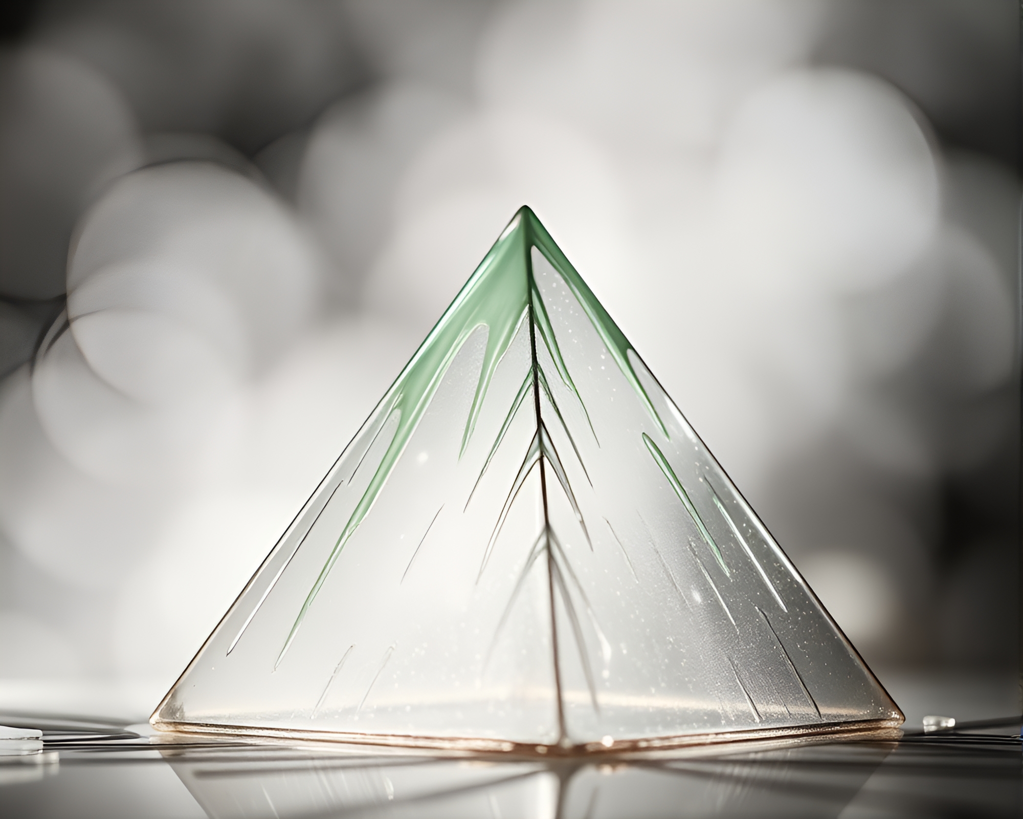 Glass Pyramid in Backlit Silhouette with Paint Drips – free AI stock image