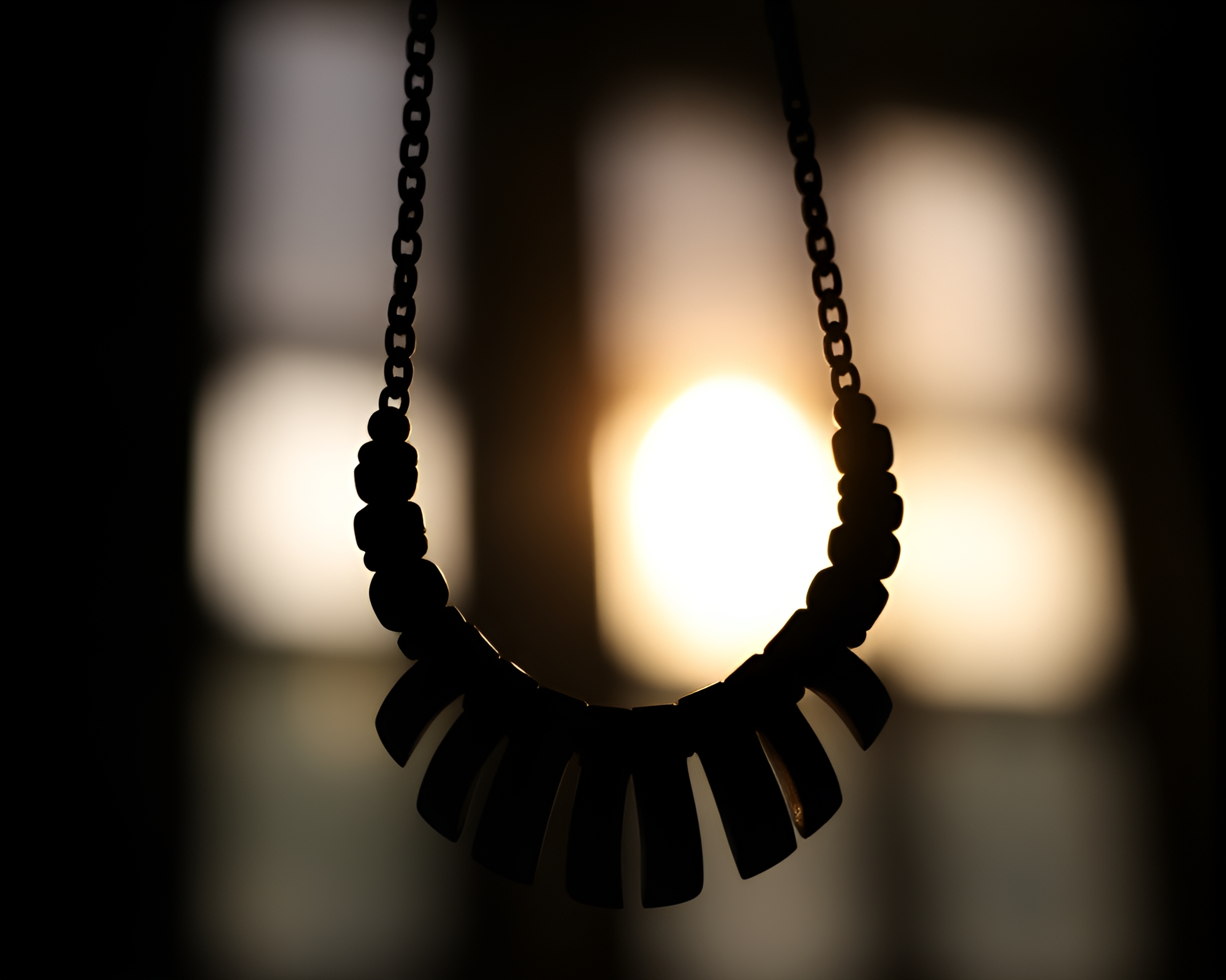 Elegant Backlit Silhouette with Striped Pattern Necklace – free AI stock image