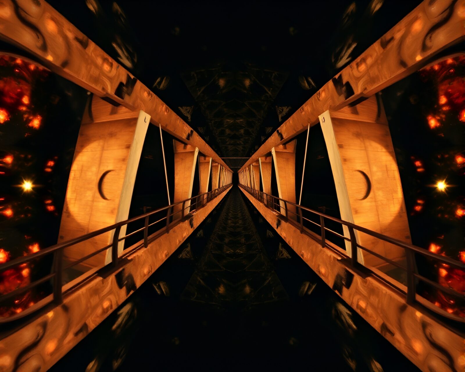 Fractal design of a symmetrical bridge in grainy film