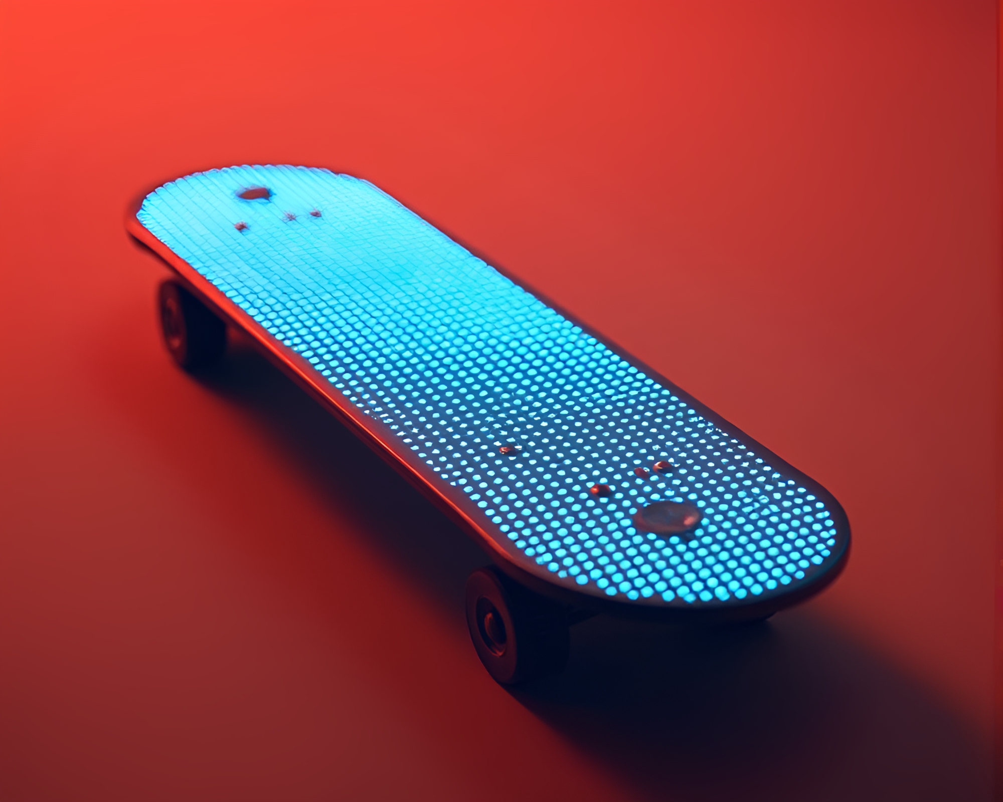 LED Pixel Skateboard in Sepia Tone – free AI stock image