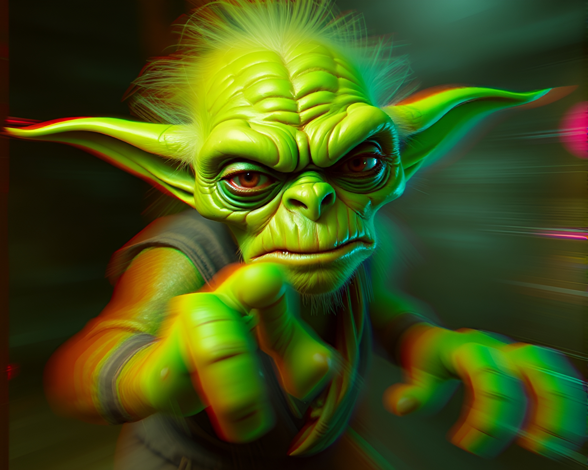 Goblin Horde in Anaglyph 3D Motion Blur Streaks – free AI stock image