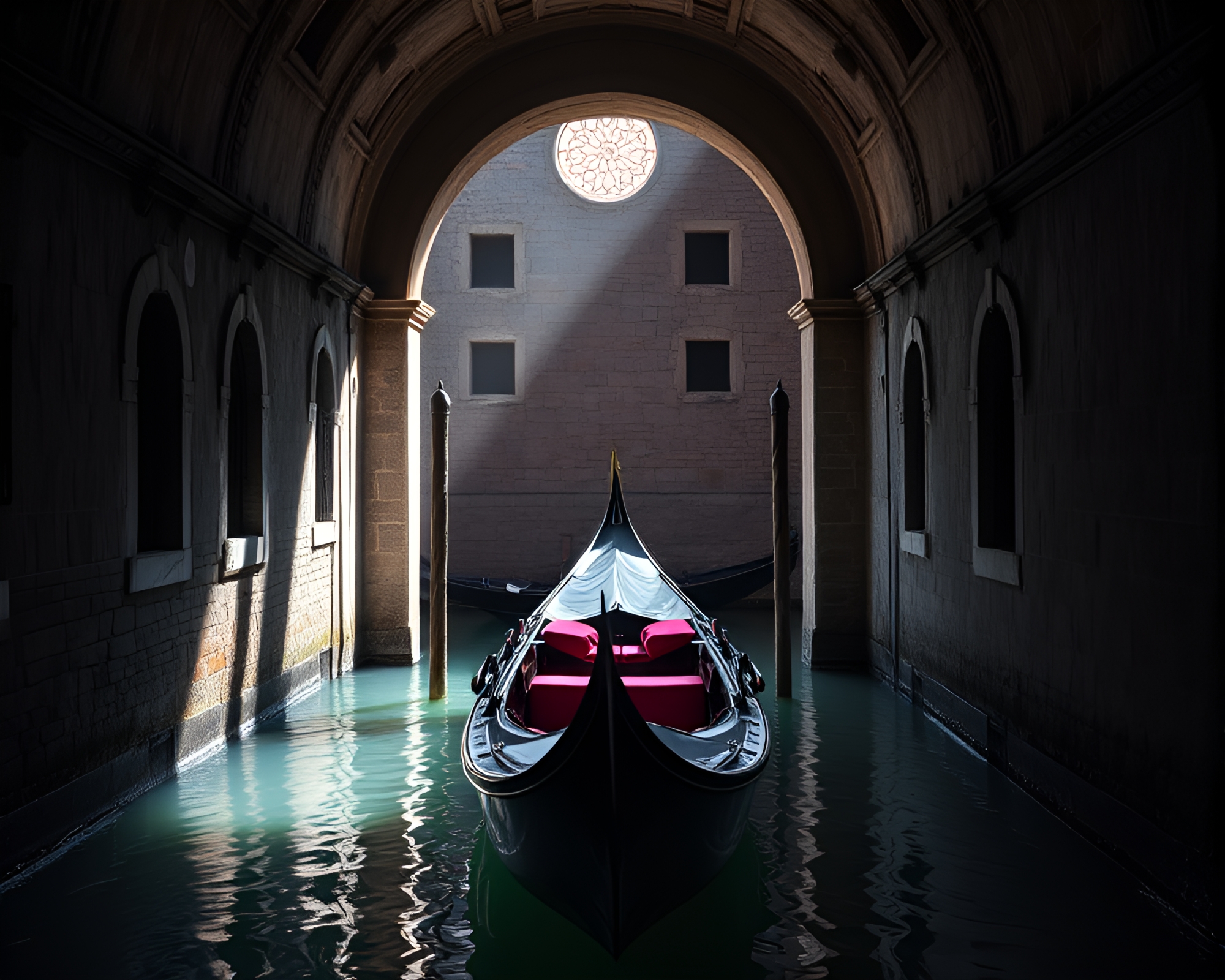 Venetian Gondola in Synthwave Attic Frame – free AI stock image