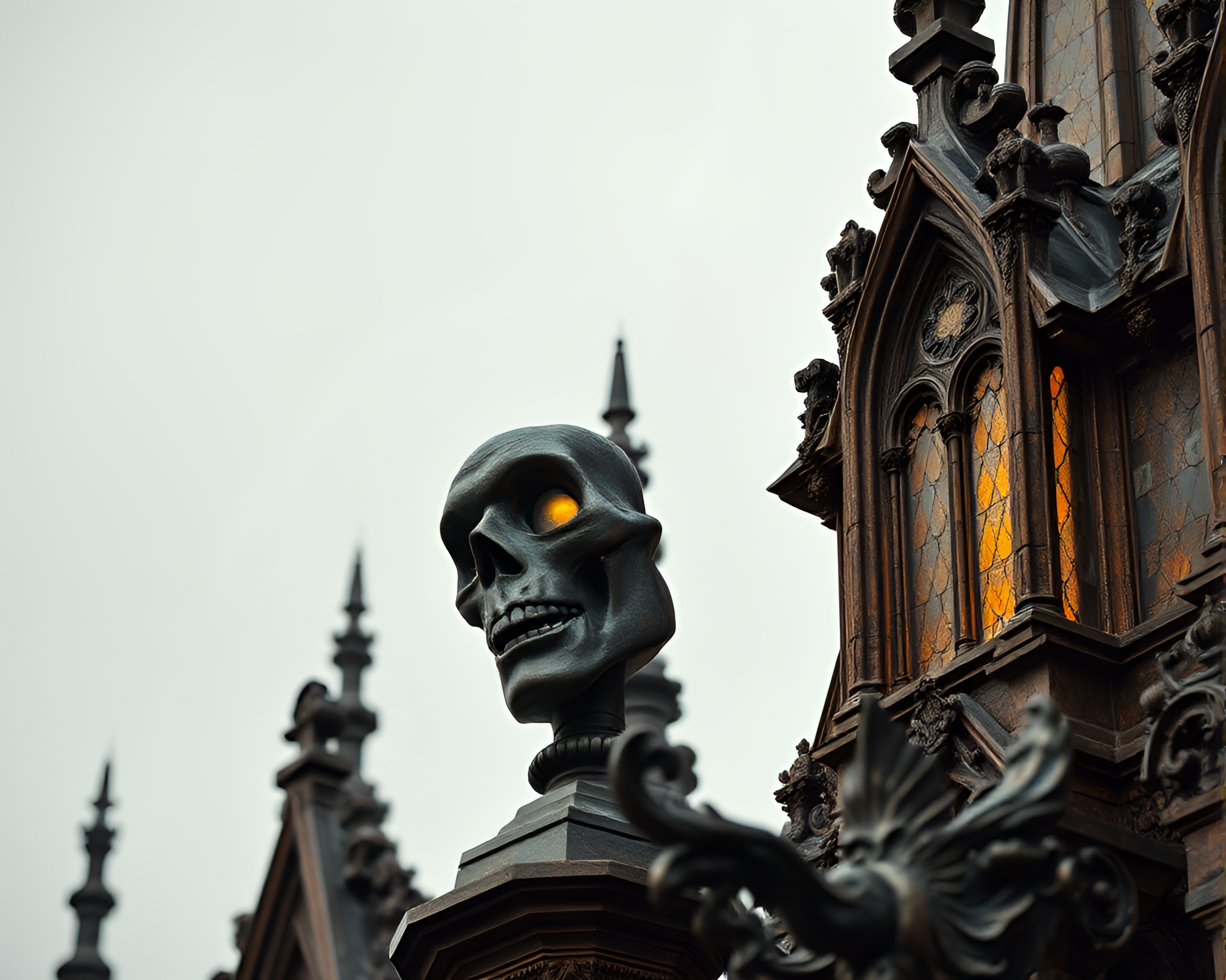 Gothic Horror Sculpture In Mosaic Lighting – free AI stock image