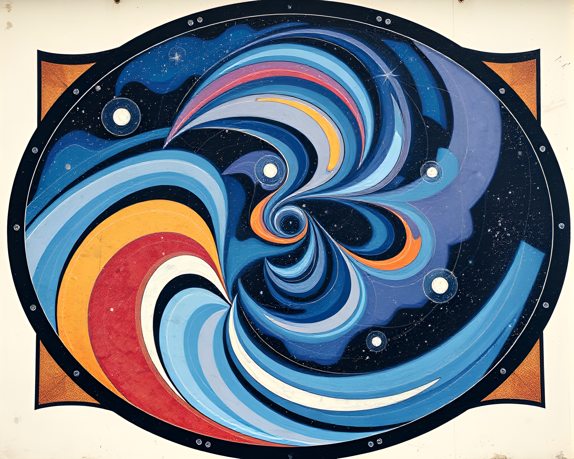 Interstellar Shield: Mural of Galactic Patterns – free AI stock image
