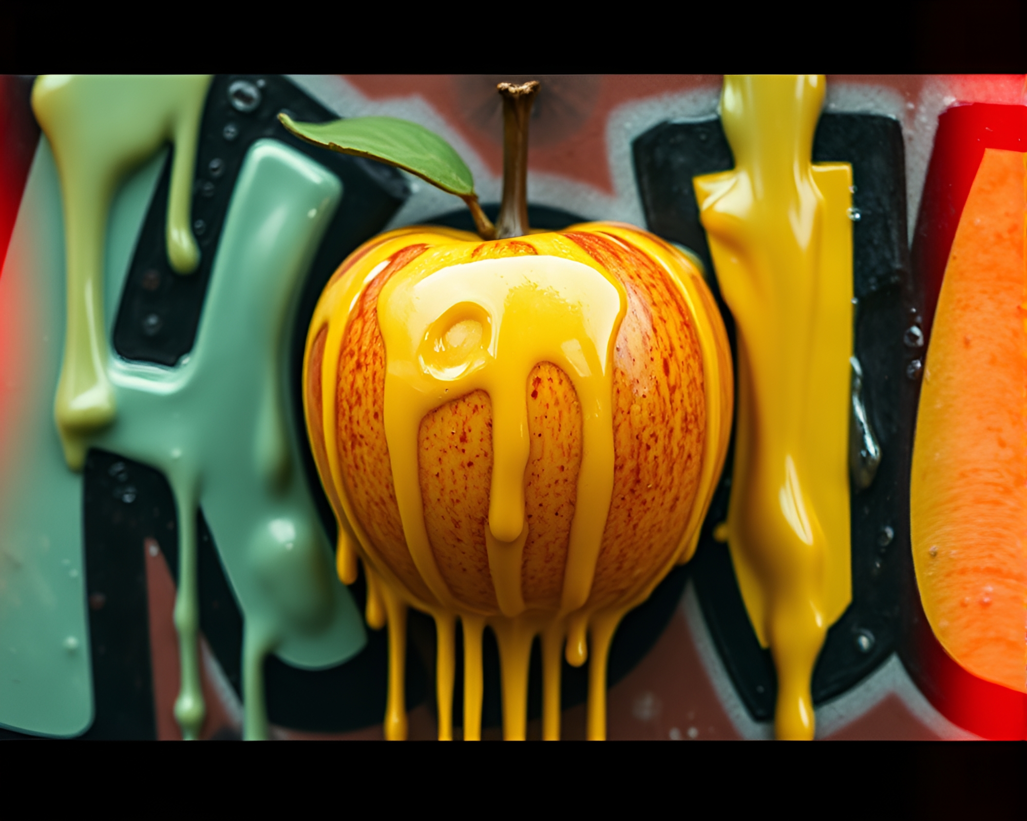 Graffiti Drips Apple Cider Digital Bloom Artwork – free AI stock image