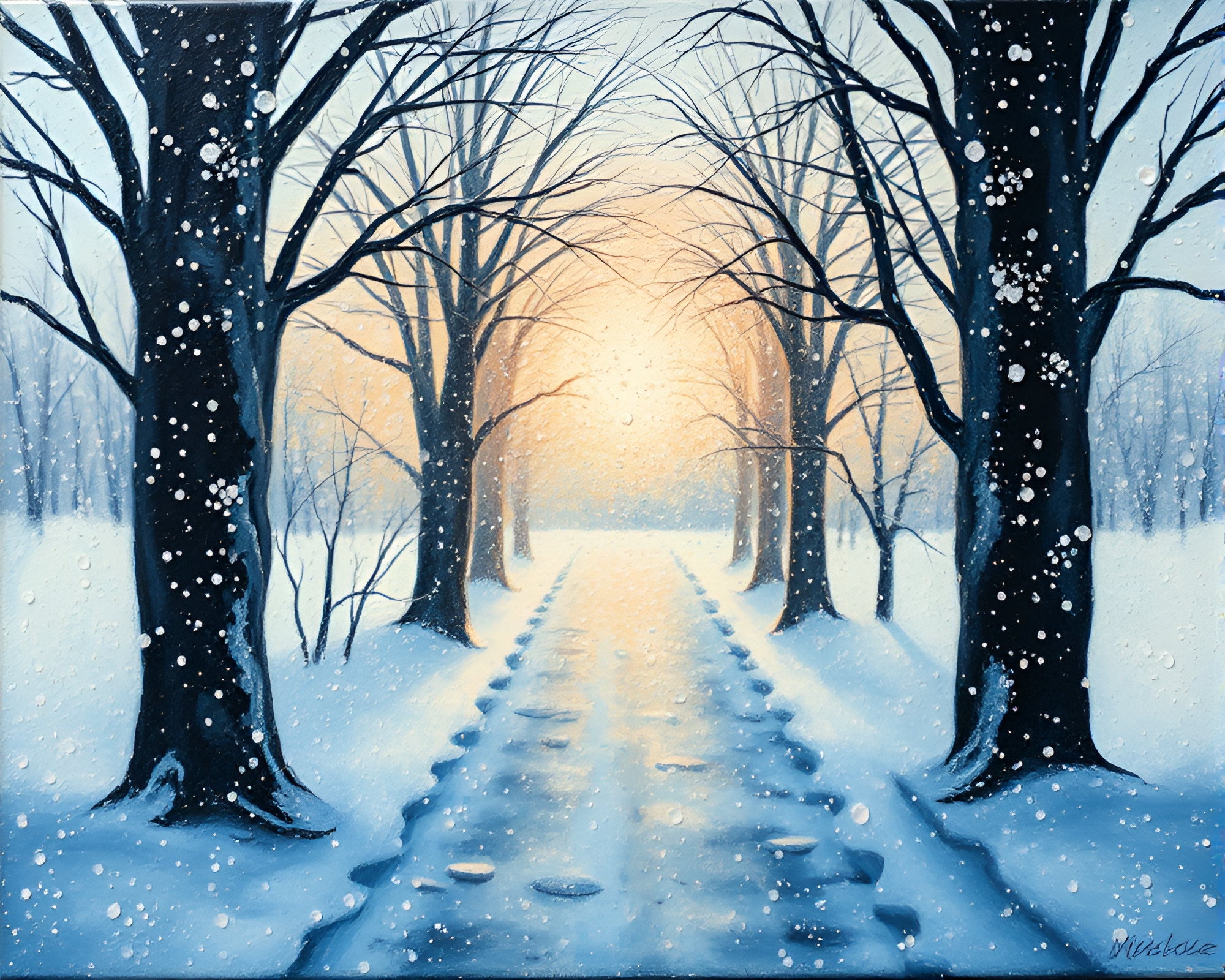 Glass tunnel illuminated by snow-kissed light – free AI stock image