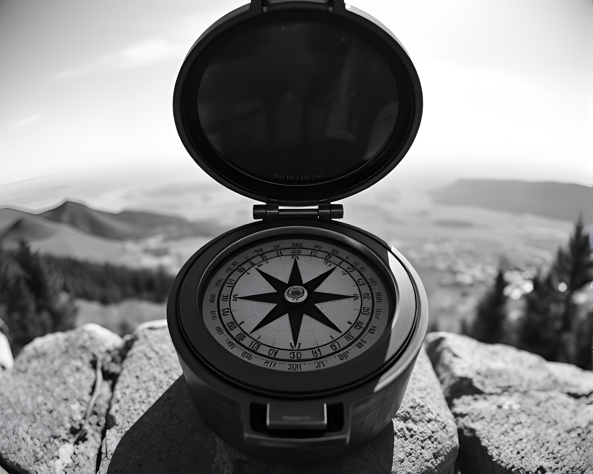 Panoramic Pocket Sundial in Monochrome Amethyst Shade – free AI stock image