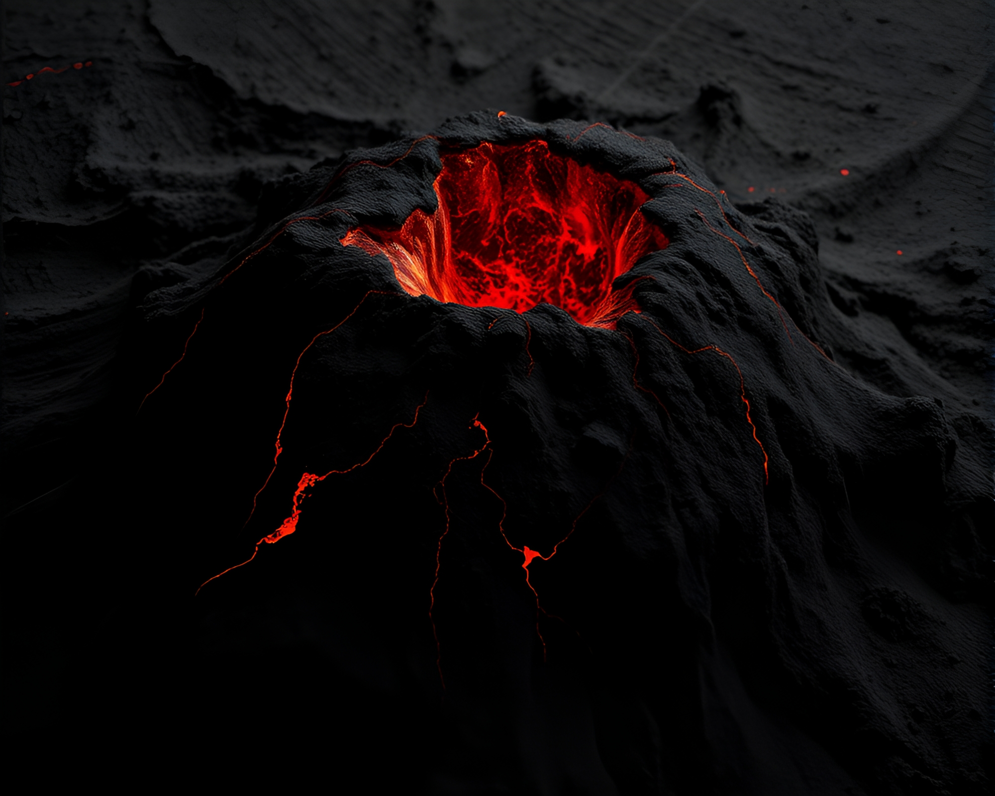 Procedurally generated volcanic ring with scan lines – free AI stock image