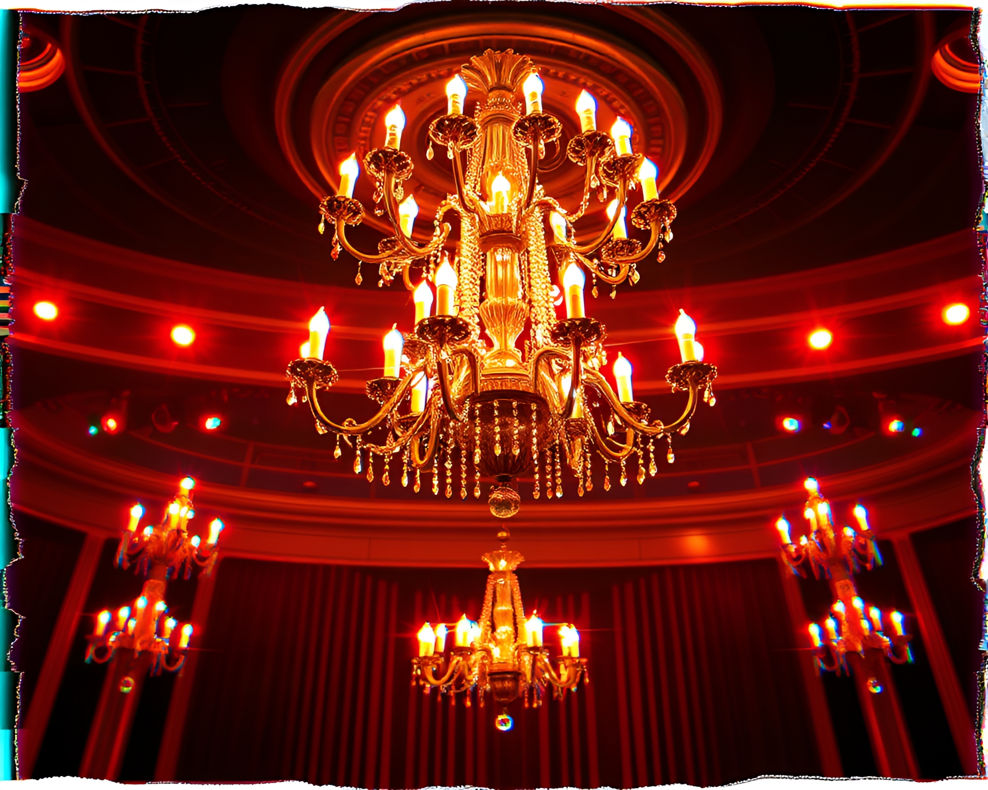 Ethereal Chandelier in Concert Stage Lights – free AI stock image