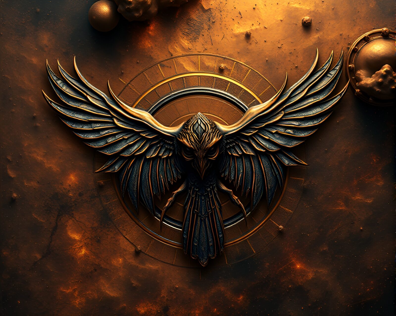 Bronze sheen cosmic horror material design bird's eye view illustration