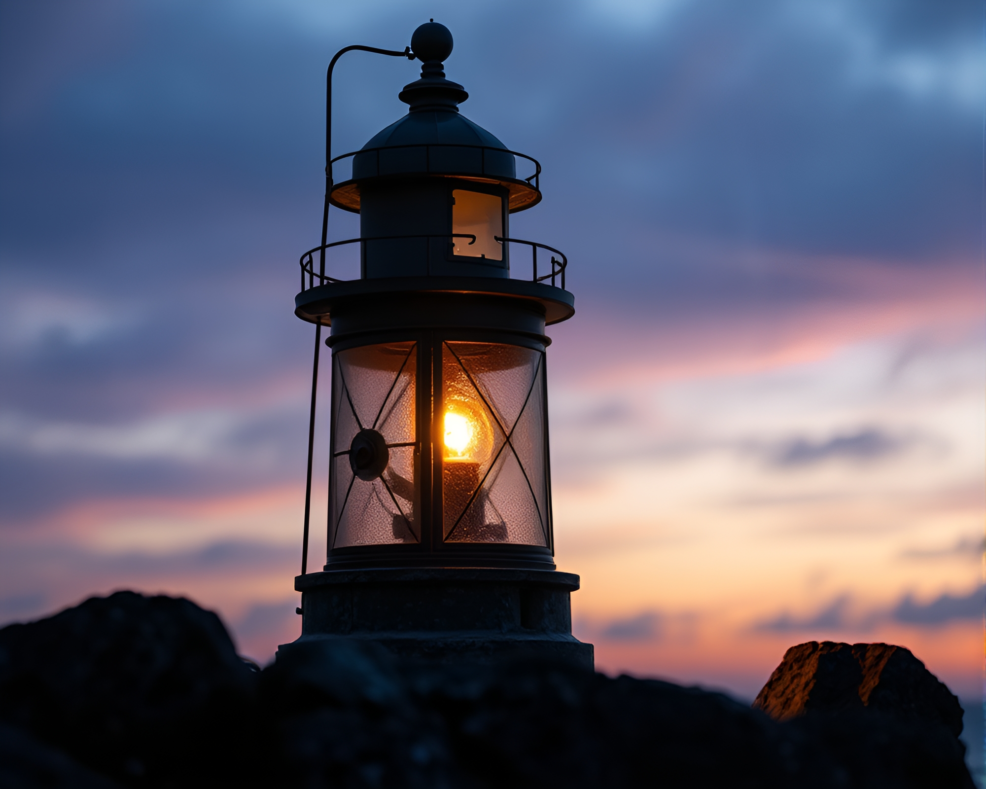 Luminous Lighthouse at Midnight – free AI stock image