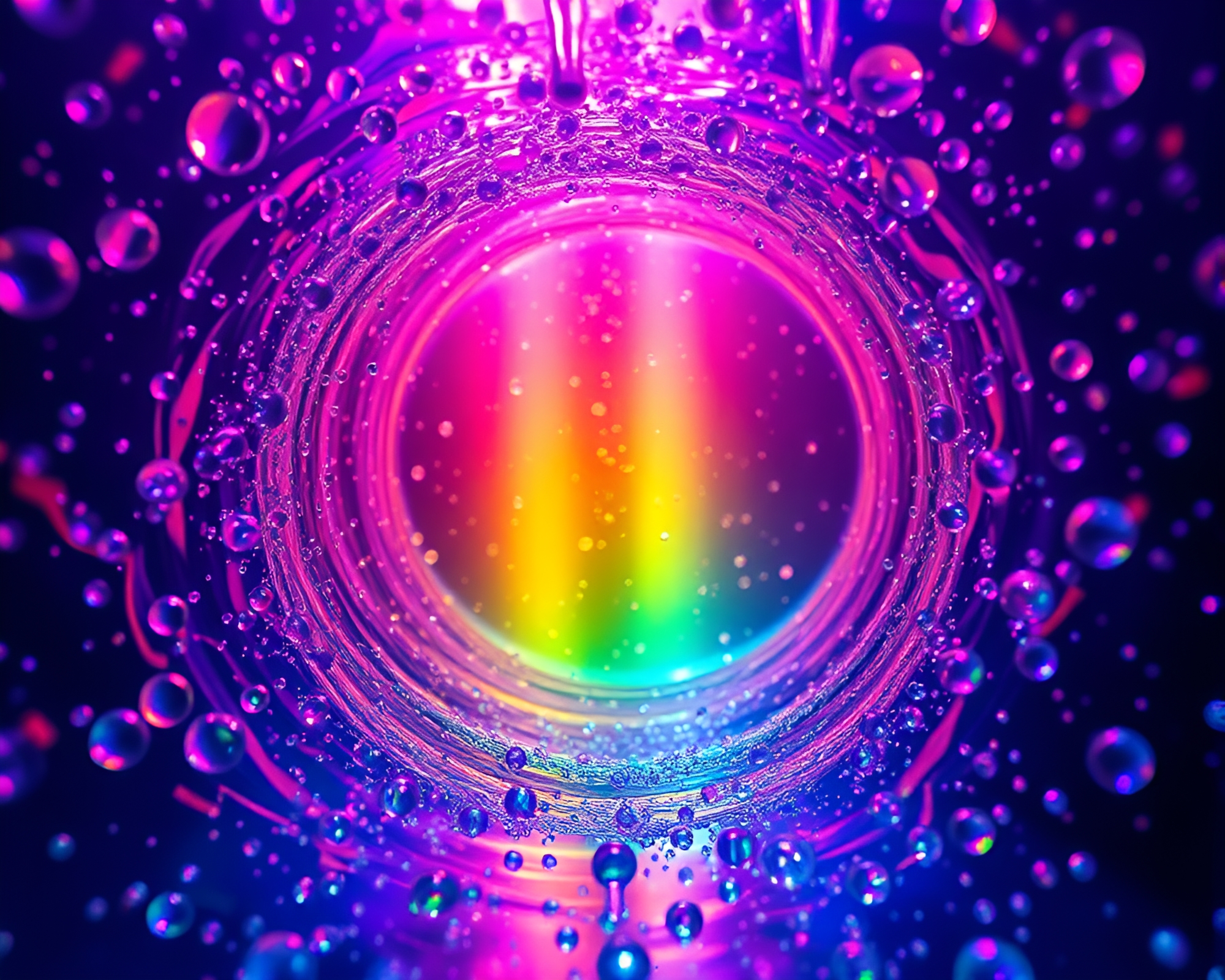 Neon Wormhole Generator with Fluid Simulation Beads – free AI stock image