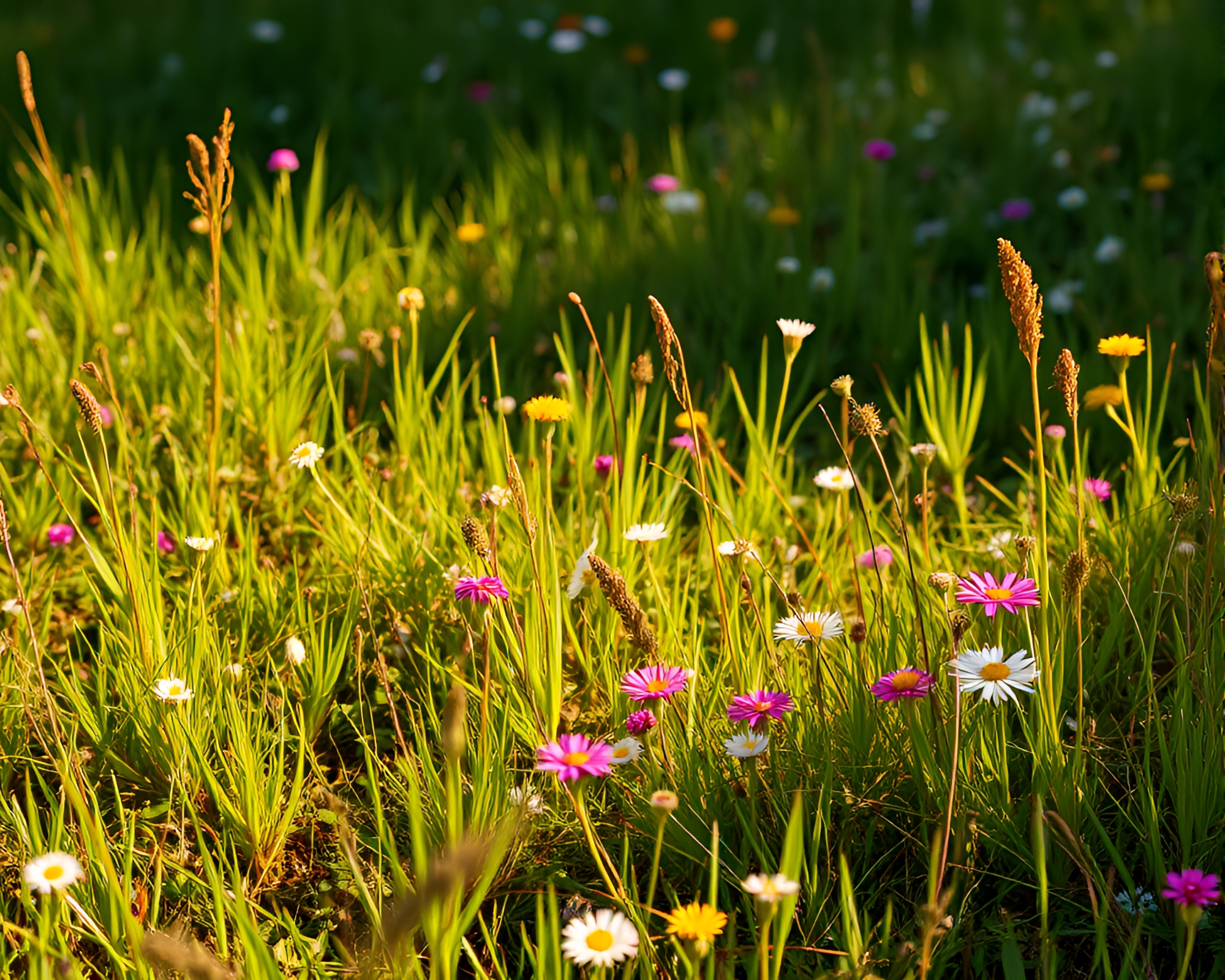 Rust Streaked Meadow Blossoms in Ethereal Rim Lighting – free AI stock image