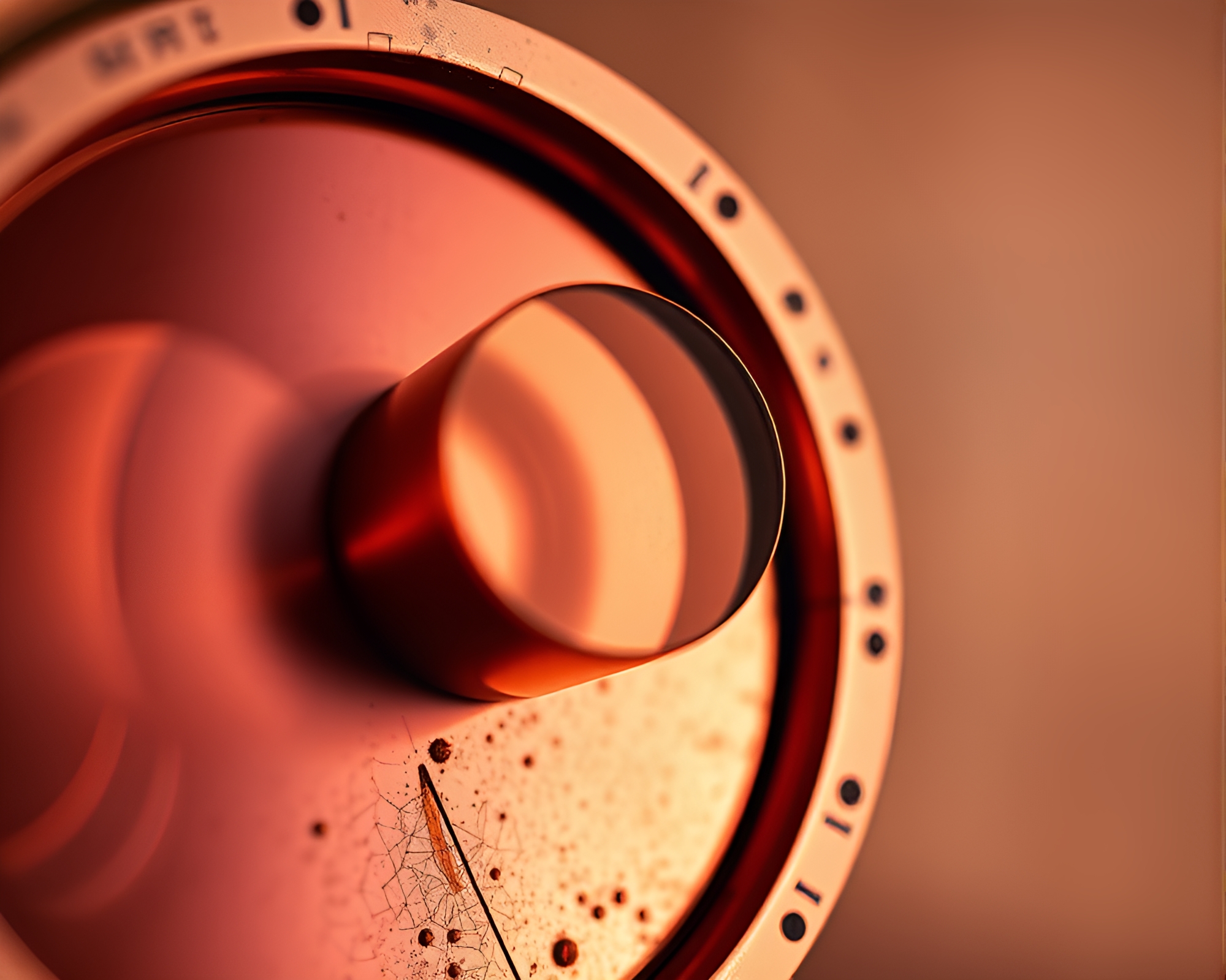 Vintage telescope in rose gold geometric abstraction – free AI stock image