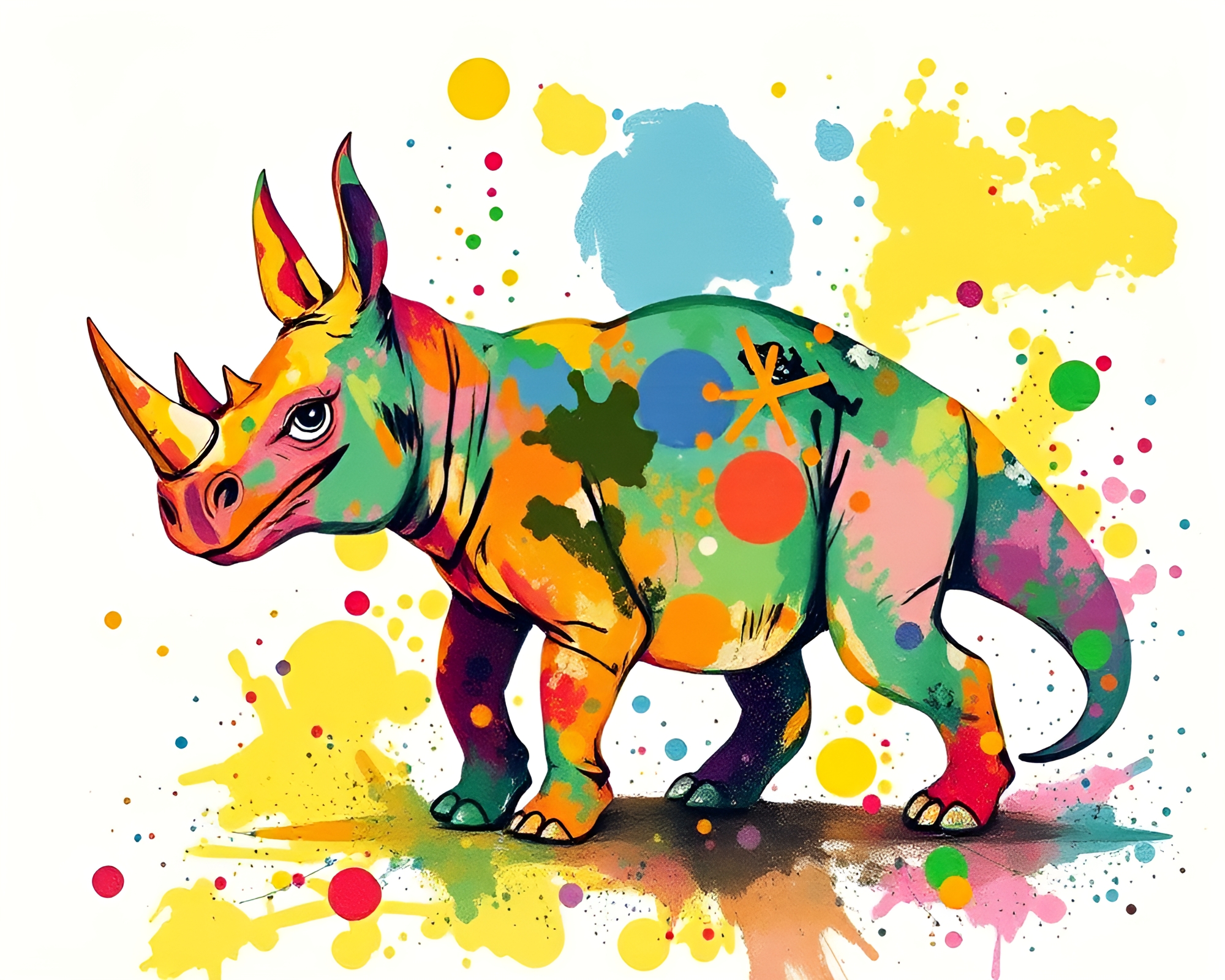 Acrylic Rhinoceros in ASCII Jungle – free AI stock image