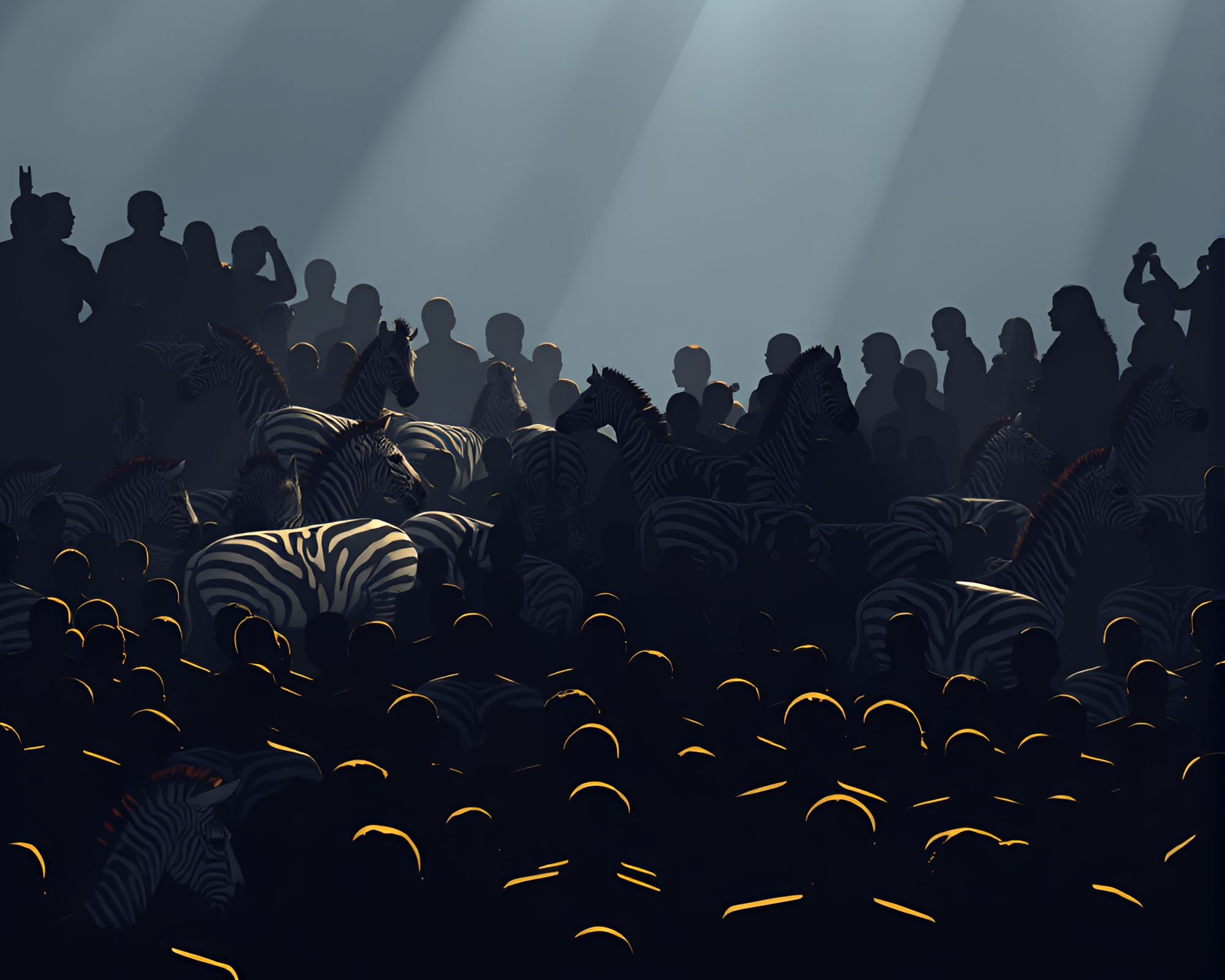 Necromantic Isometric Zebra Parade – free AI stock image