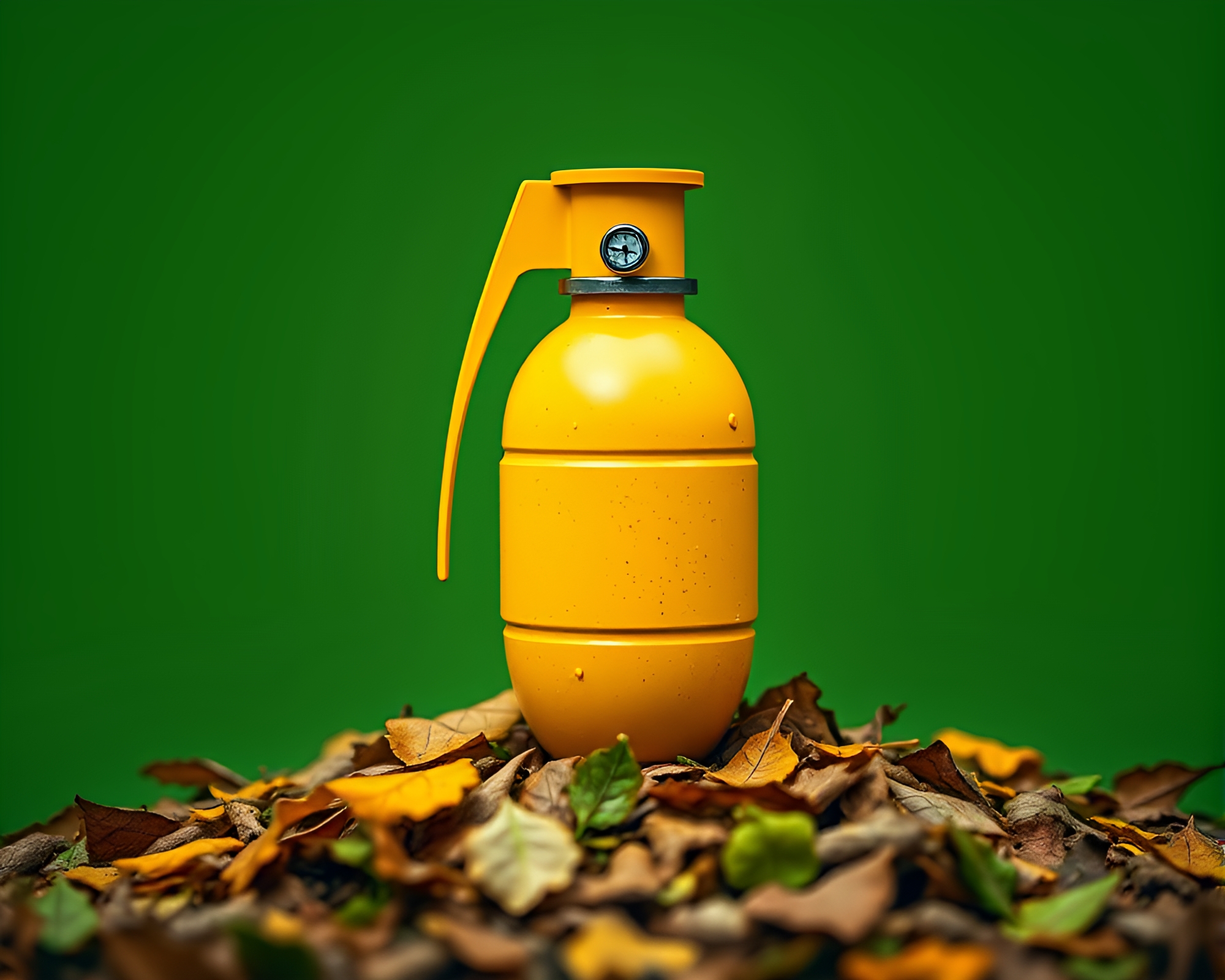 Antimatter Grenade Exploding in Mustard Yellow Foliage – free AI stock image