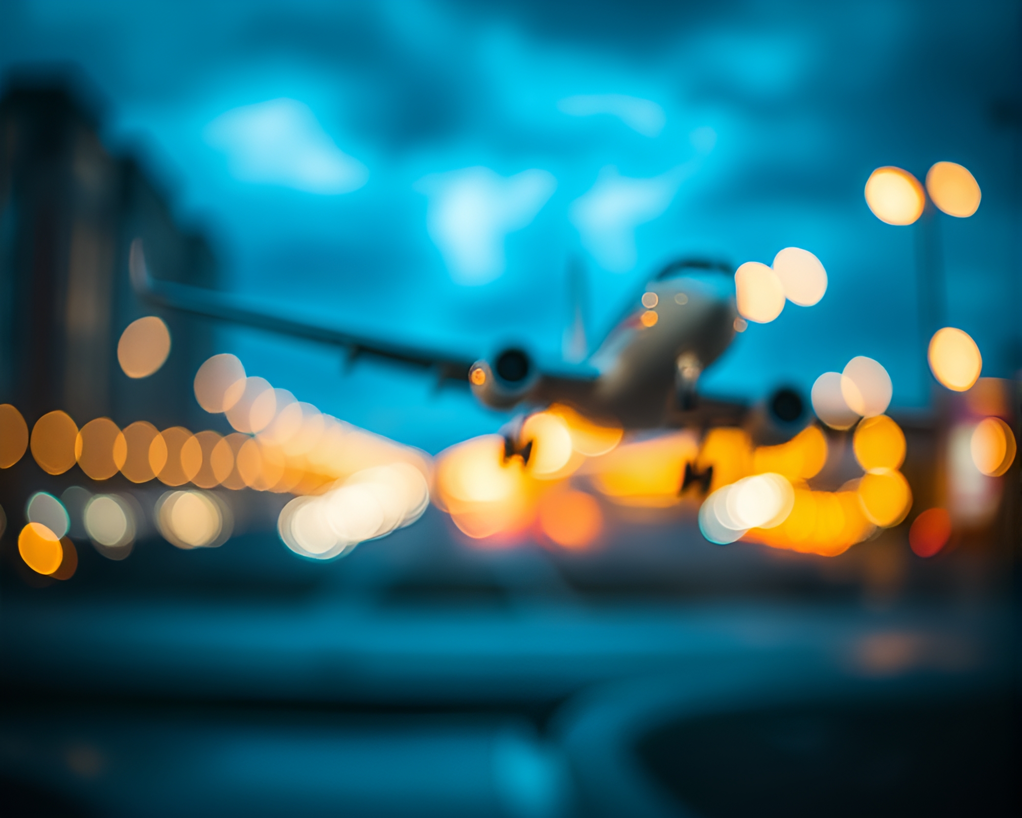 Impressionist Airplane Portrait with Bokeh Light Focus – free AI stock image
