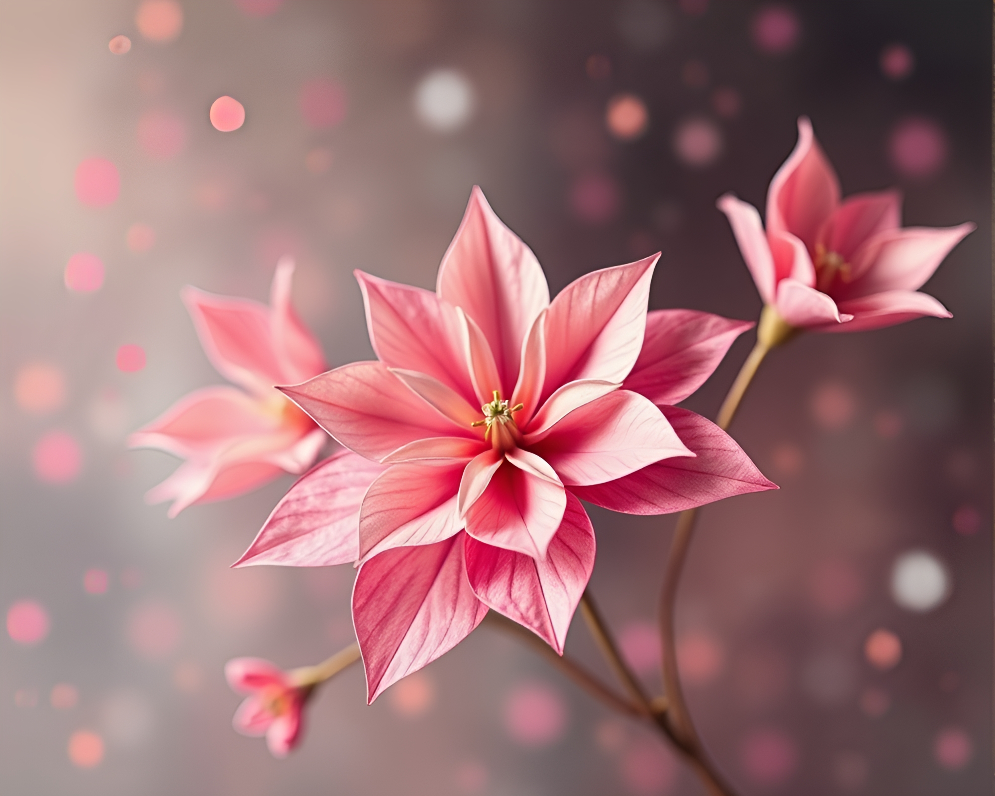 Retro Futurism Origami Flower Watercolor Blooms Art – free AI stock image