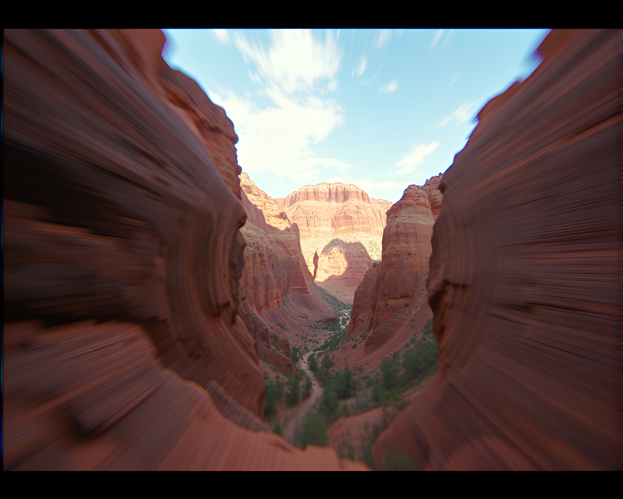 VHS Canyon Lens Distortion Swirl Film Strip Border – free AI stock image