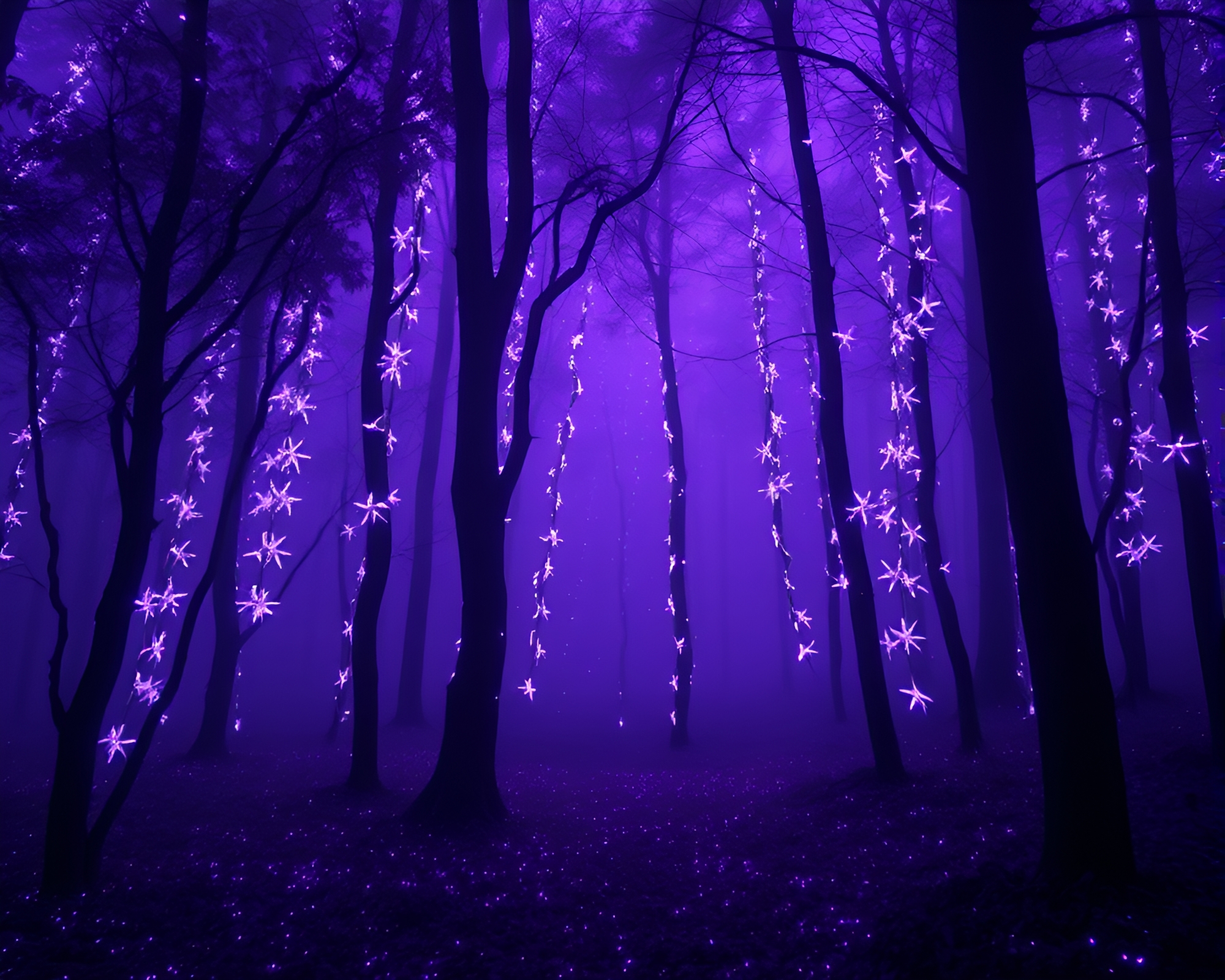 Bioluminescent Forest Fairy Dusting in Amethyst Glow – free AI stock image