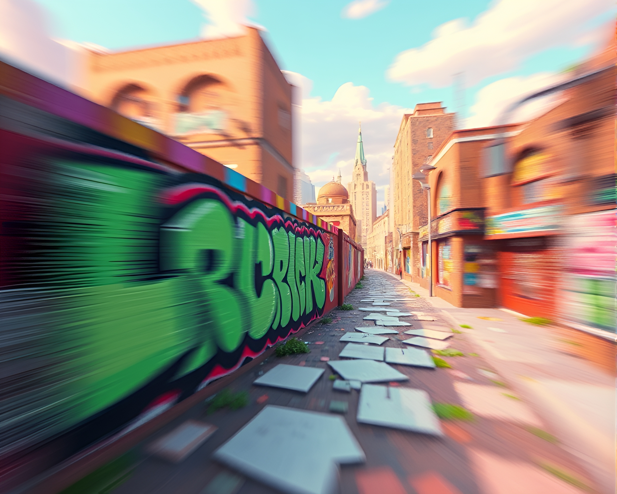 Vivid Plateau Graffiti Art in Voxel Blur – free AI stock image