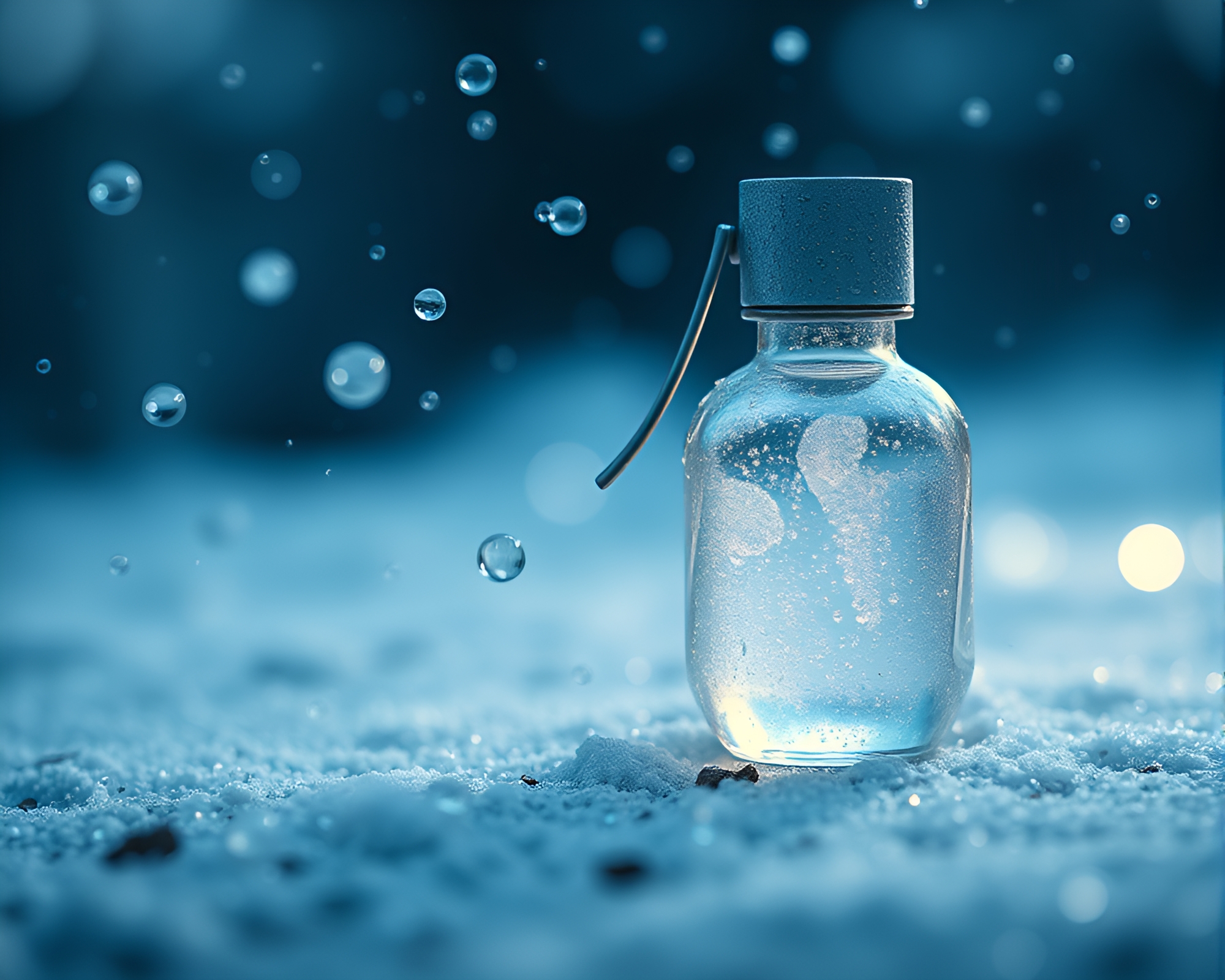 Frozen Antimatter Grenade Reflecting Snow-Kissed Light – free AI stock image