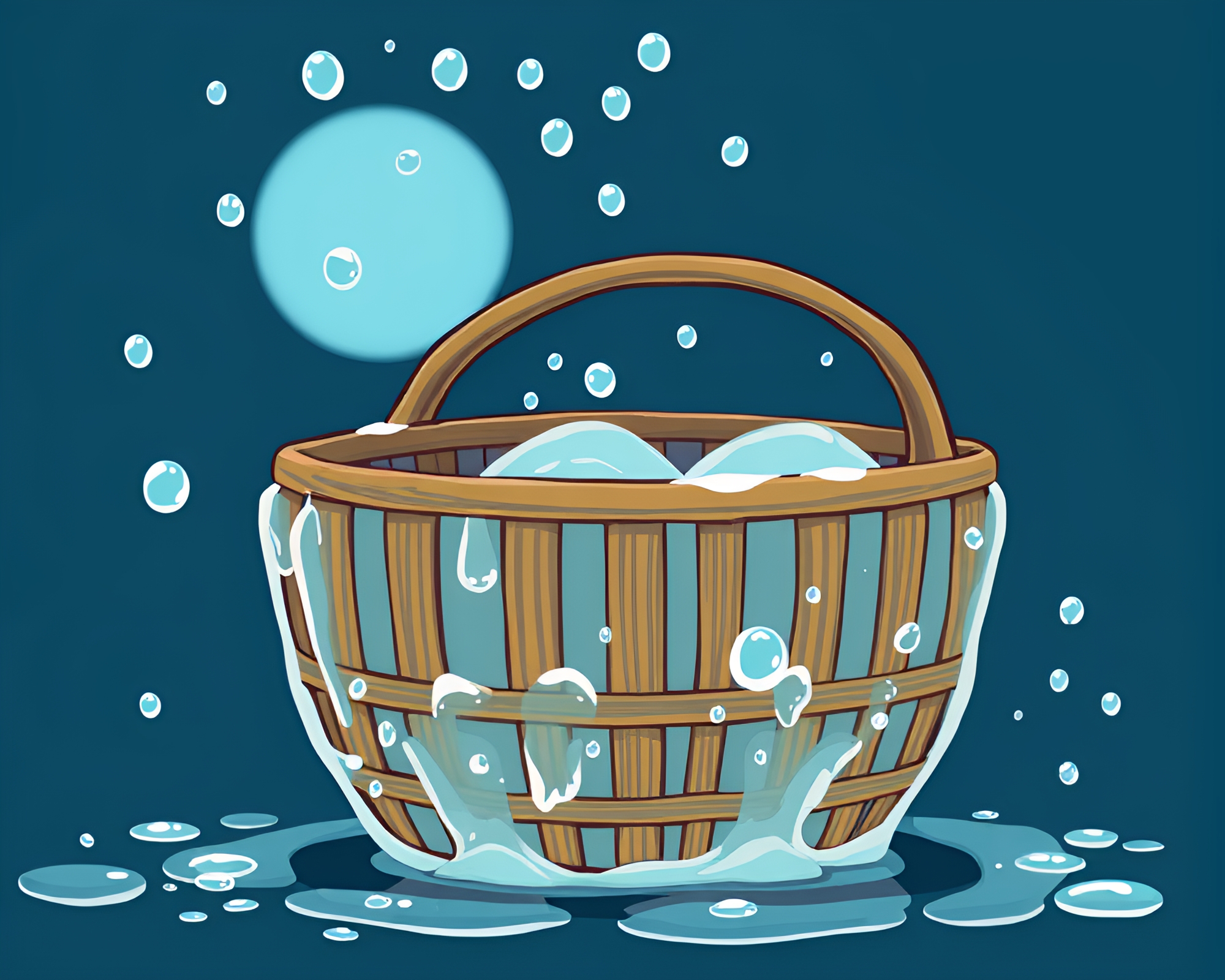 Water Droplets on Dim Sum Basket in Ice-Blue Cartoon – free AI stock image