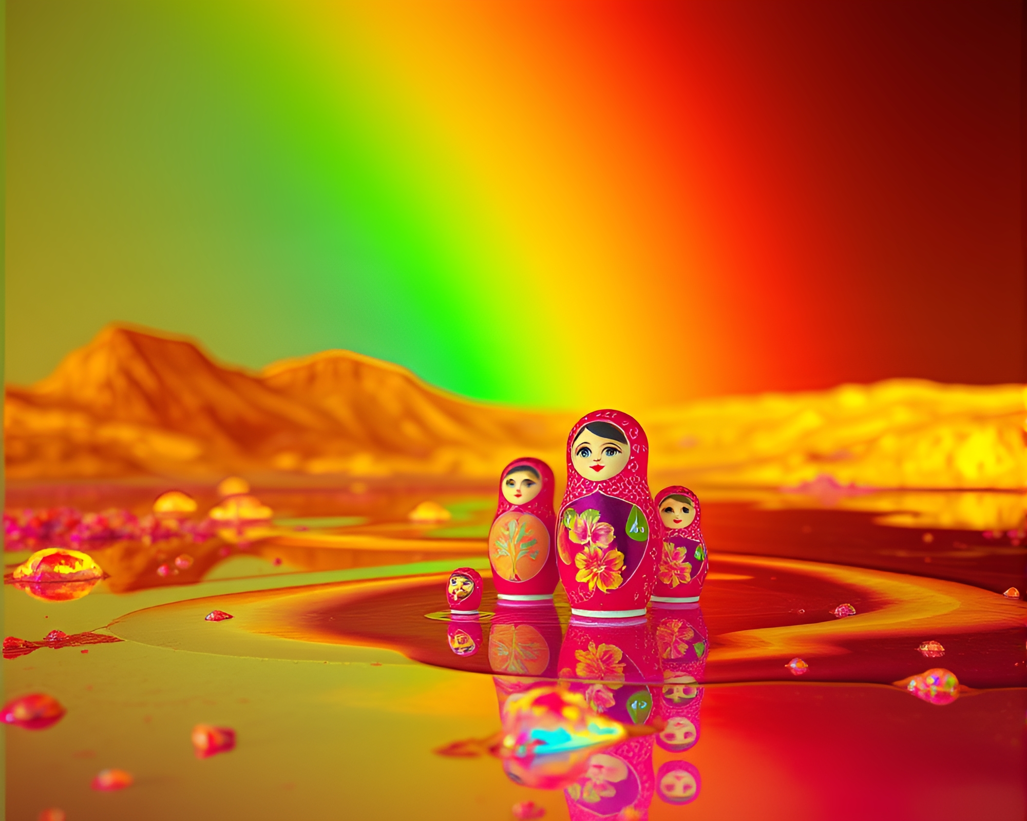 Oil Slick Rainbow Matryoshka Doll Photogrammetry Fantasy – free AI stock image