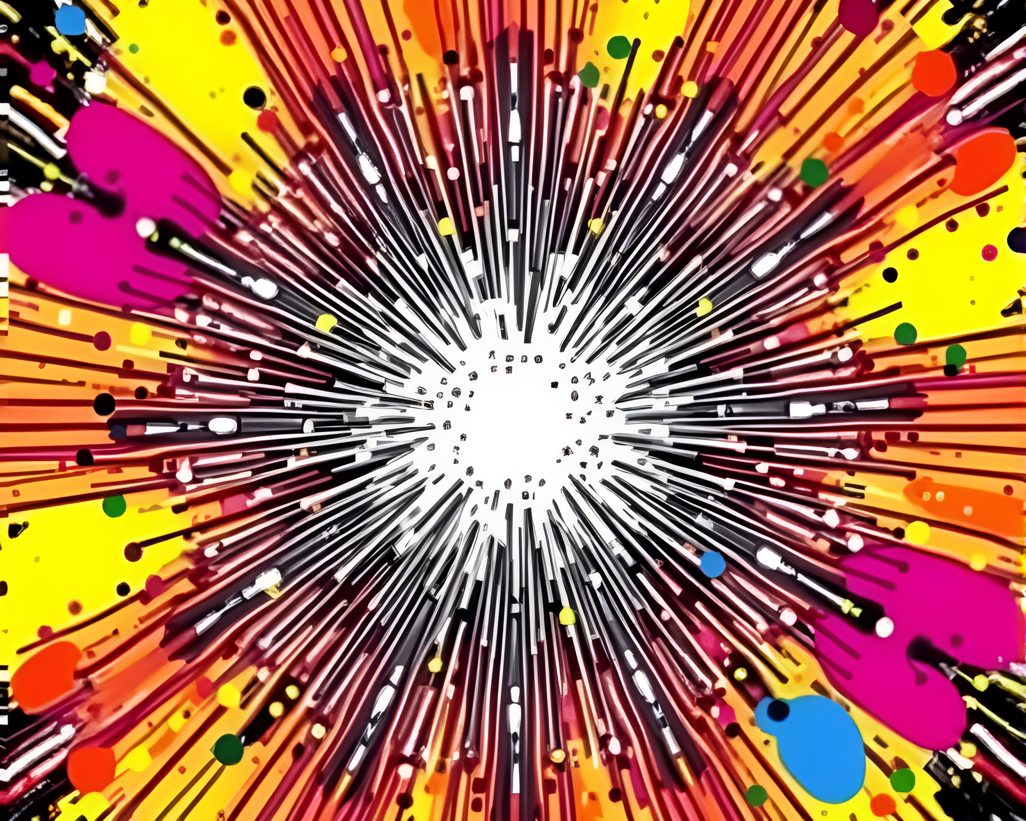 Vibrant Circuit Board Splatter Art Composition – free AI stock image