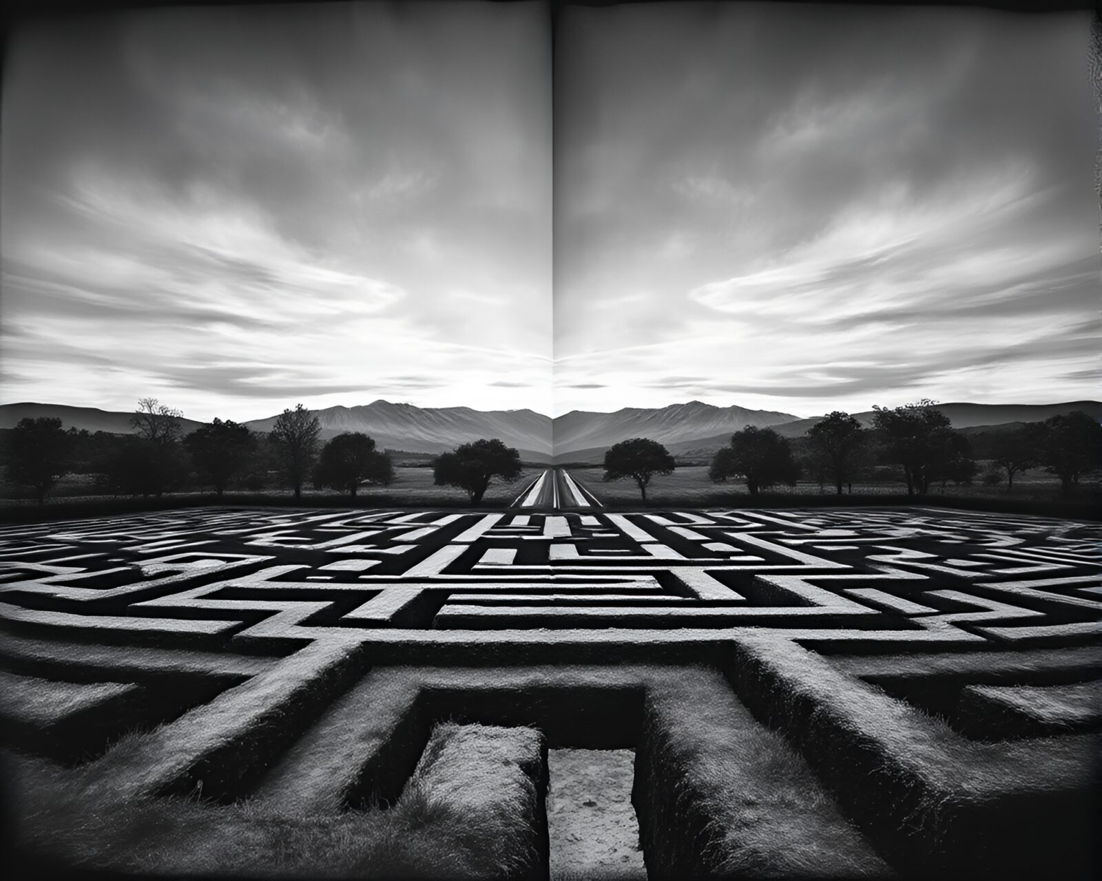 A mesmerizing tight crop composition of a mirror maze