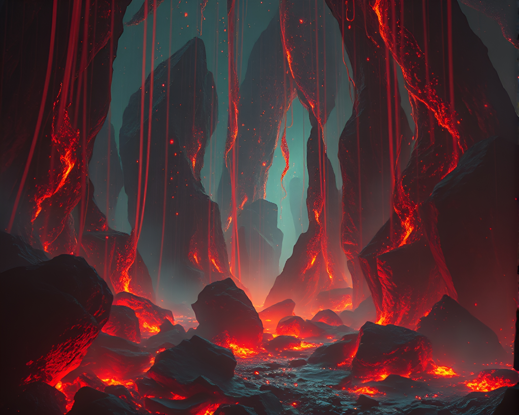 Eldritch Lovecraftian Horrors Amid Floating Embers – free AI stock image