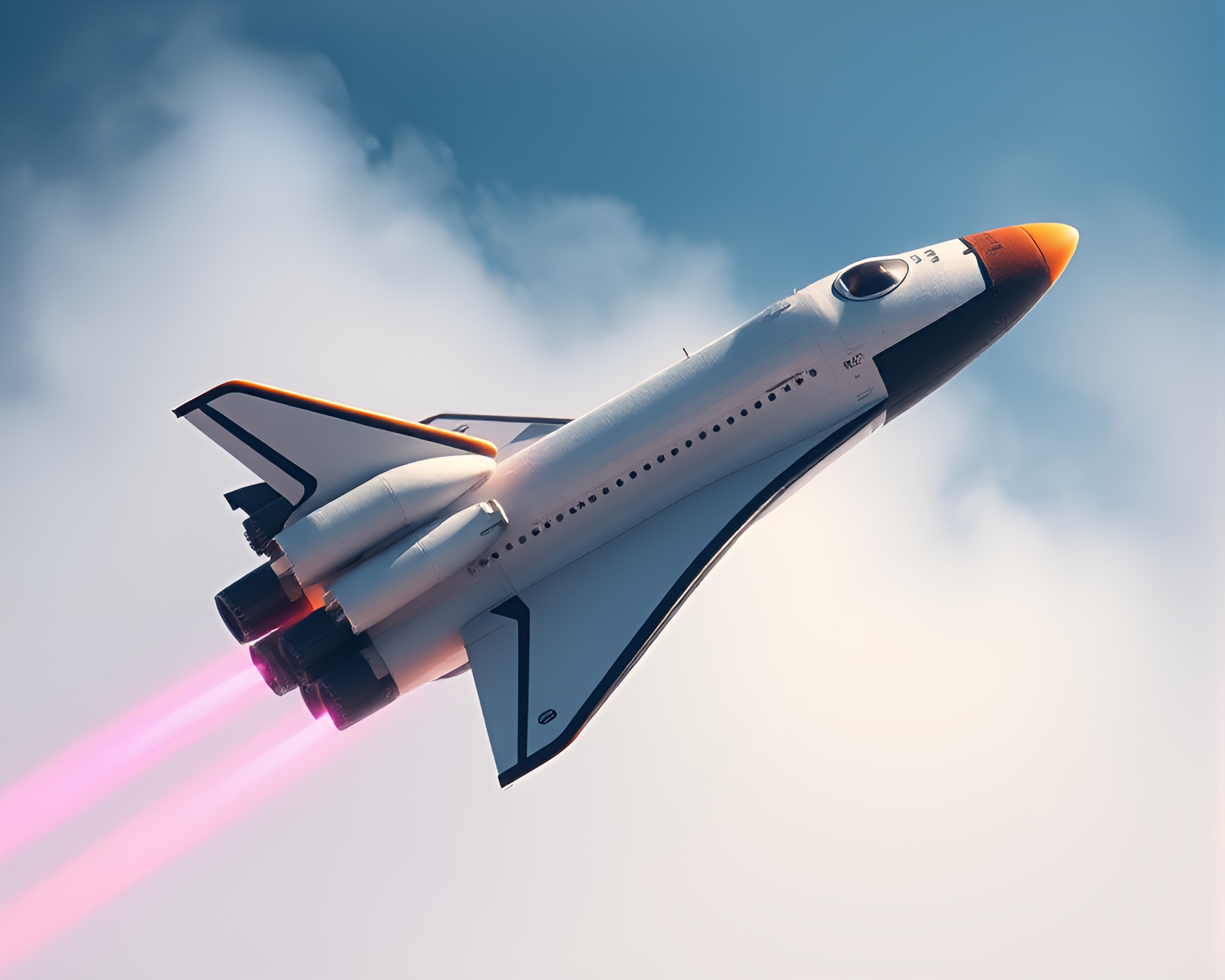 Space Shuttle in Oil Slick Rainbow Mist – free AI stock image