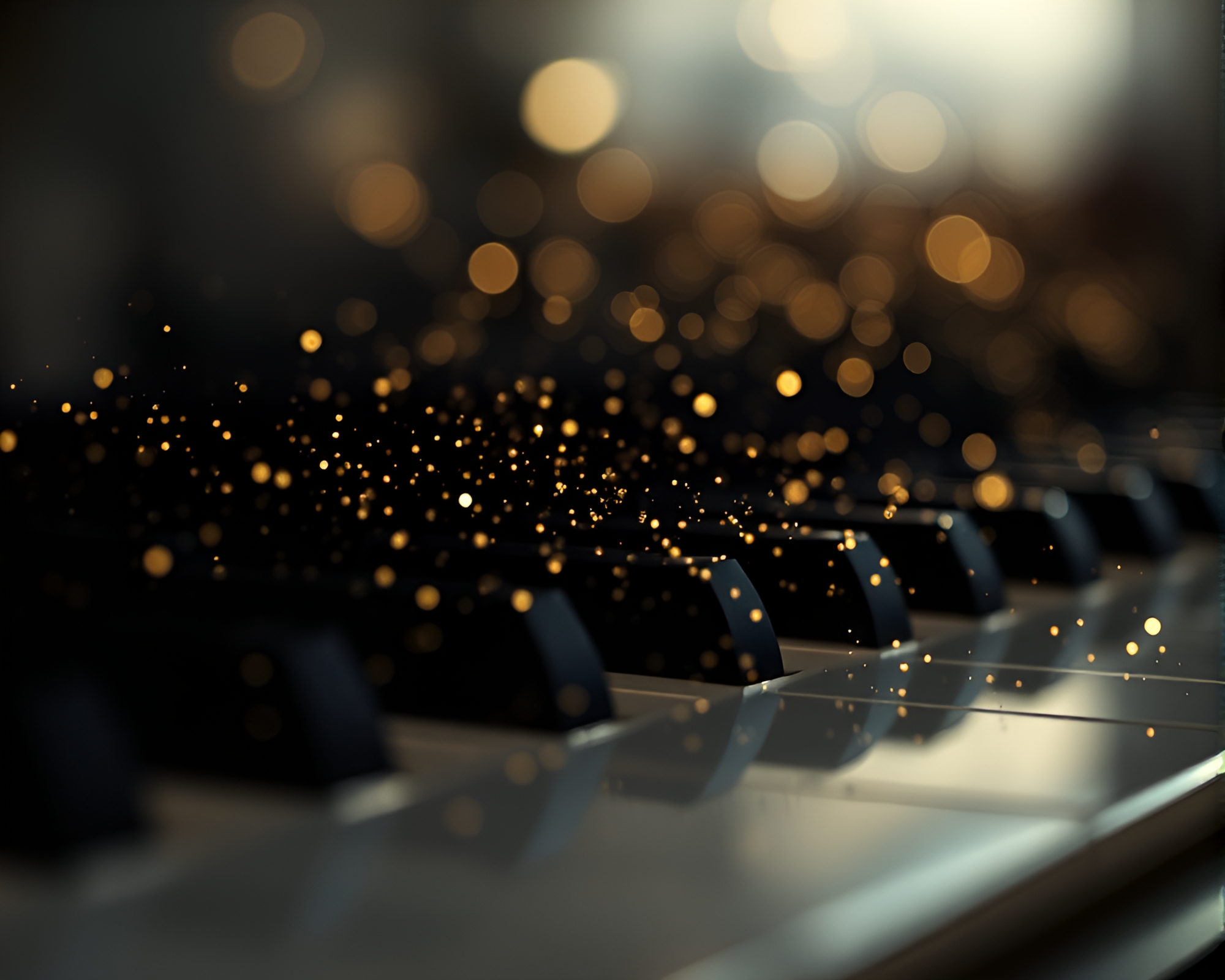 Piano Keys Geometry with Light Dust Particles – free AI stock image