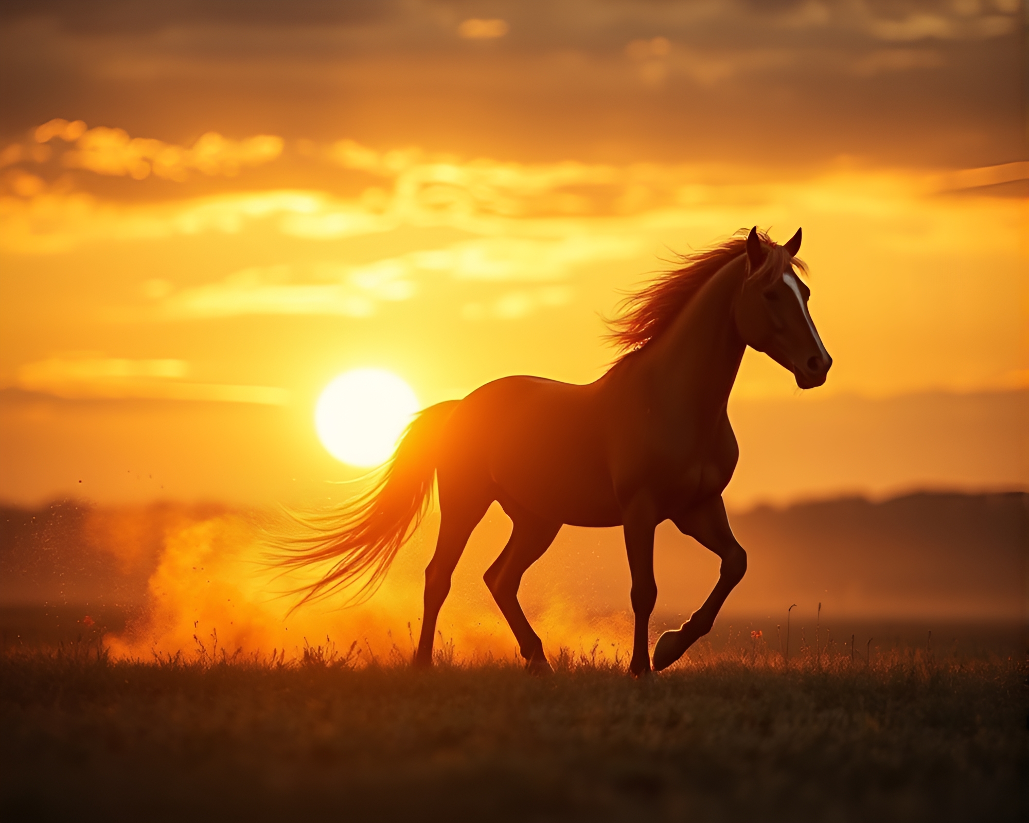 Golden Dust Stallion at Dusk Blueprint Masterpiece – free AI stock image