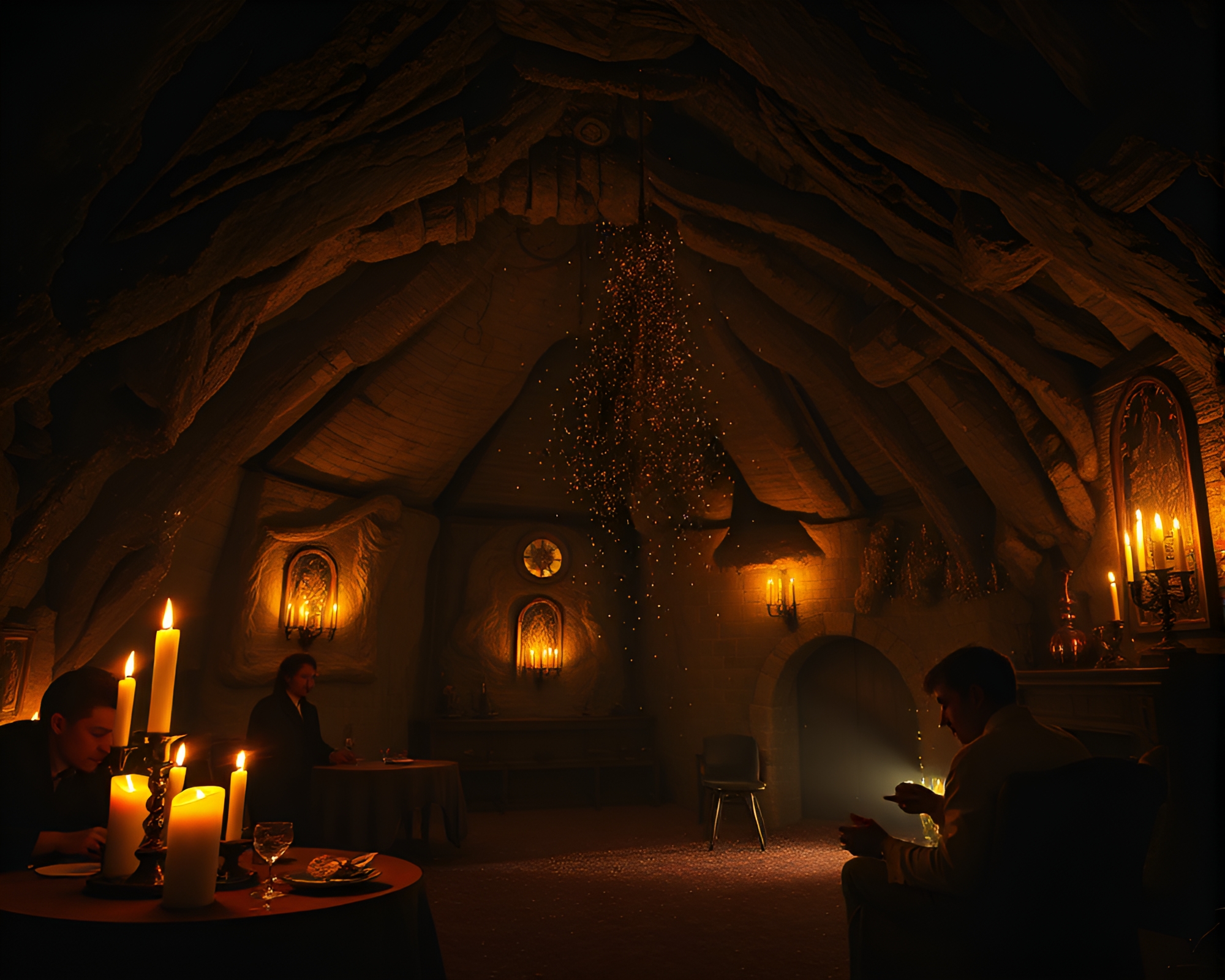 Ethereal cave painting in flickering candlelight – free AI stock image
