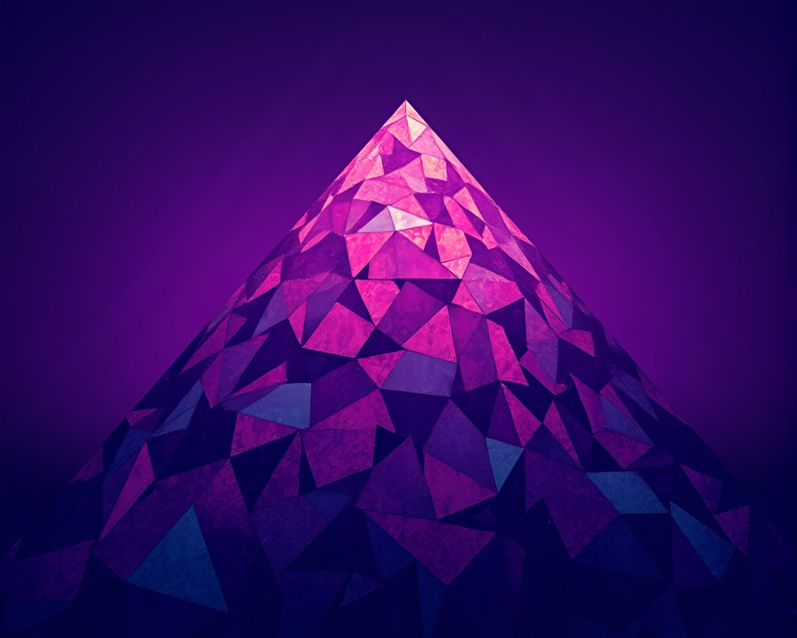 A mesmerizing mosaic pyramid in twilight purple duochrome hues