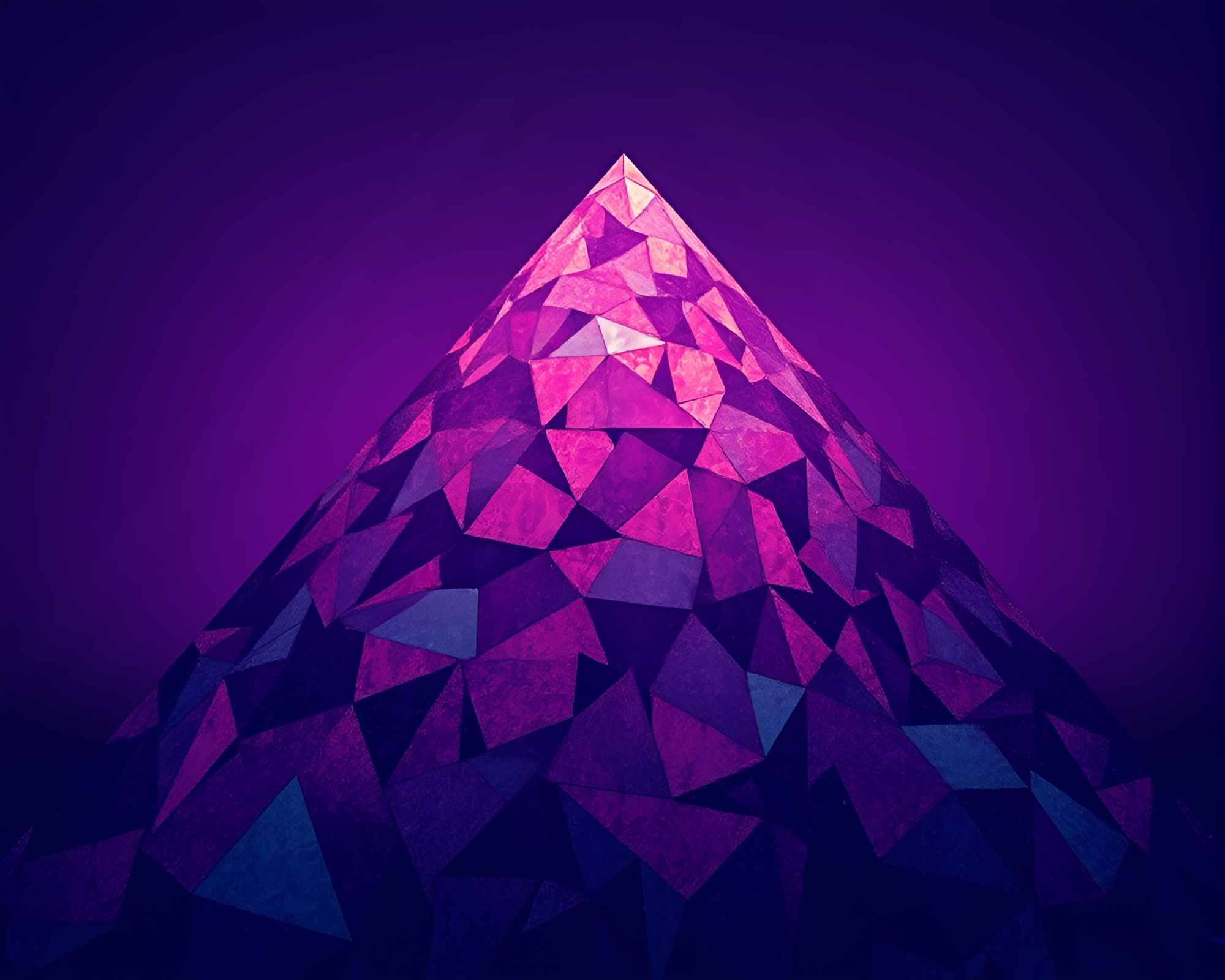 Twilight Purple Pyramid Fragmented Duochrome Mosaic Composition – free AI stock image