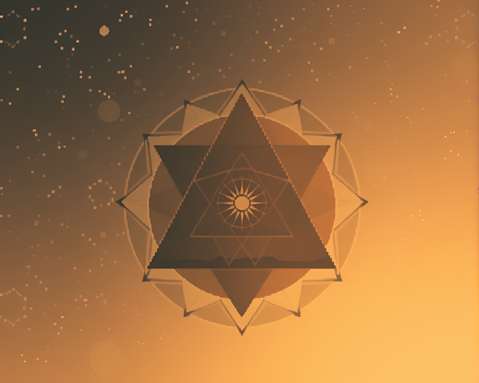 Earth Tone Sacred Geometry Pixelation Trompe-l’oeil Composition – free AI stock image