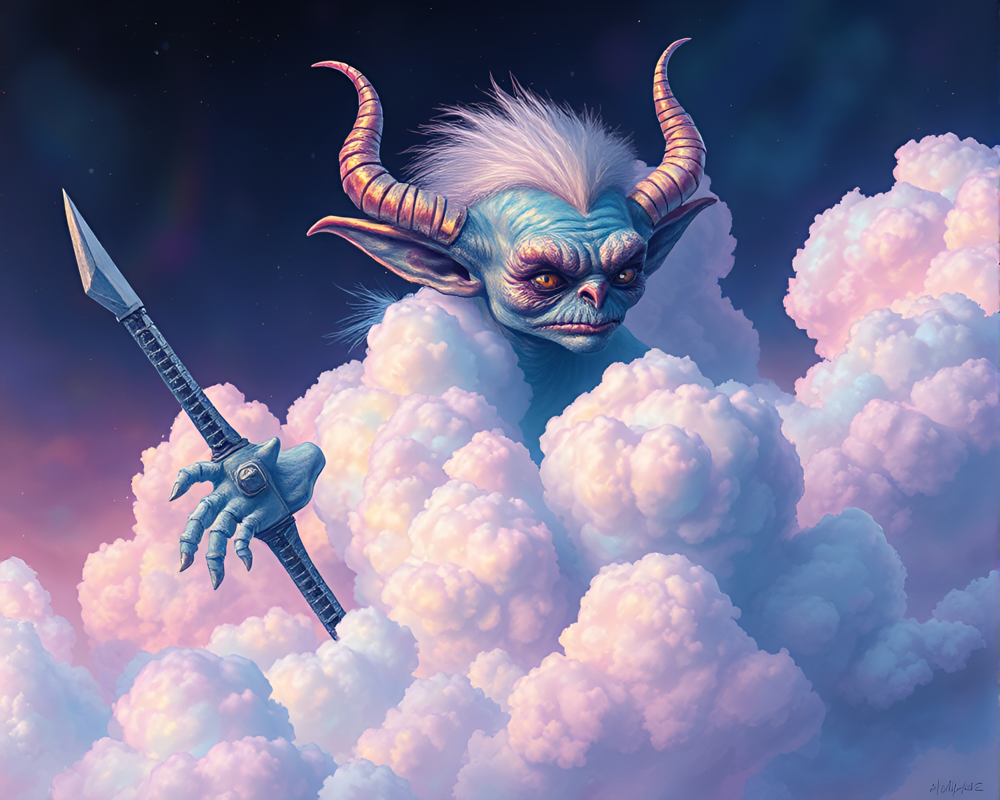Goblin Holographic Cloudscape Splatter Art – free AI stock image