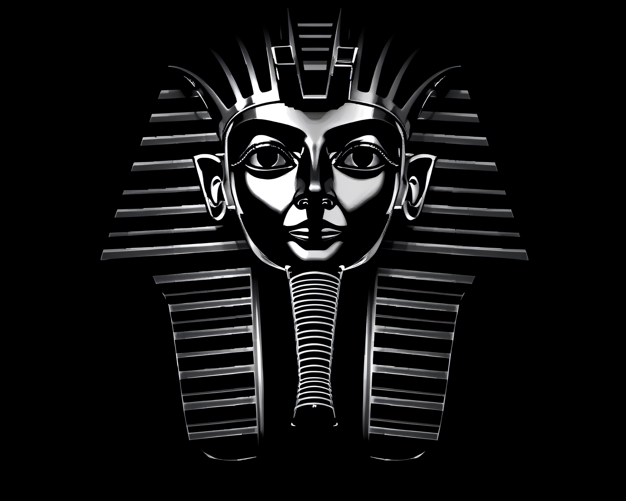 Symmetrical Pharaoh’s Mask Pixelated Light Monochrome Art – free AI stock image