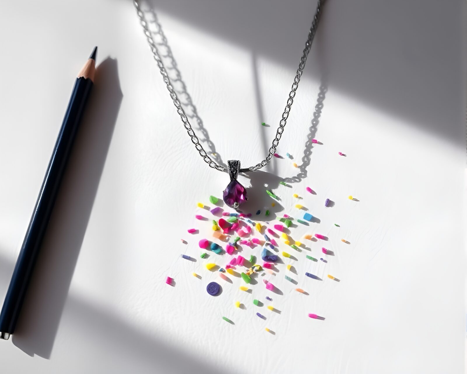 Necklace made of confetti colors in pencil sketch art