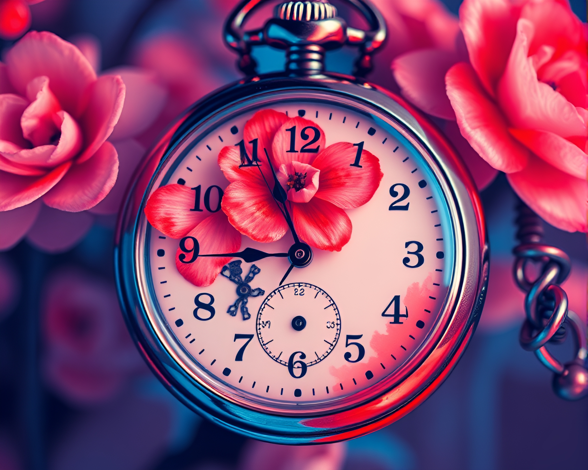 Mesmerizing Watercolor Blooms on Thermal Pocket Watch – free AI stock image