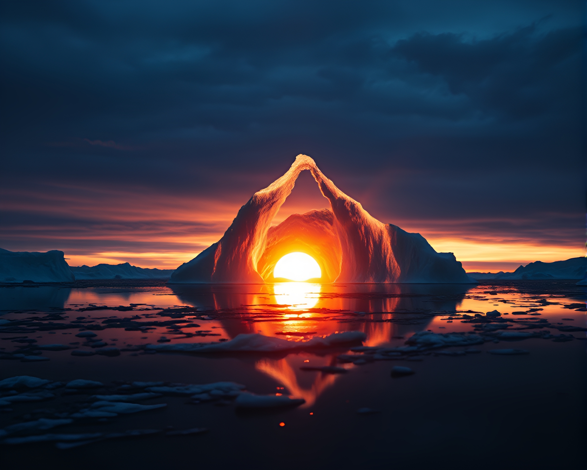 Arctic Iceberg Lens Distortion Stencil Art – free AI stock image