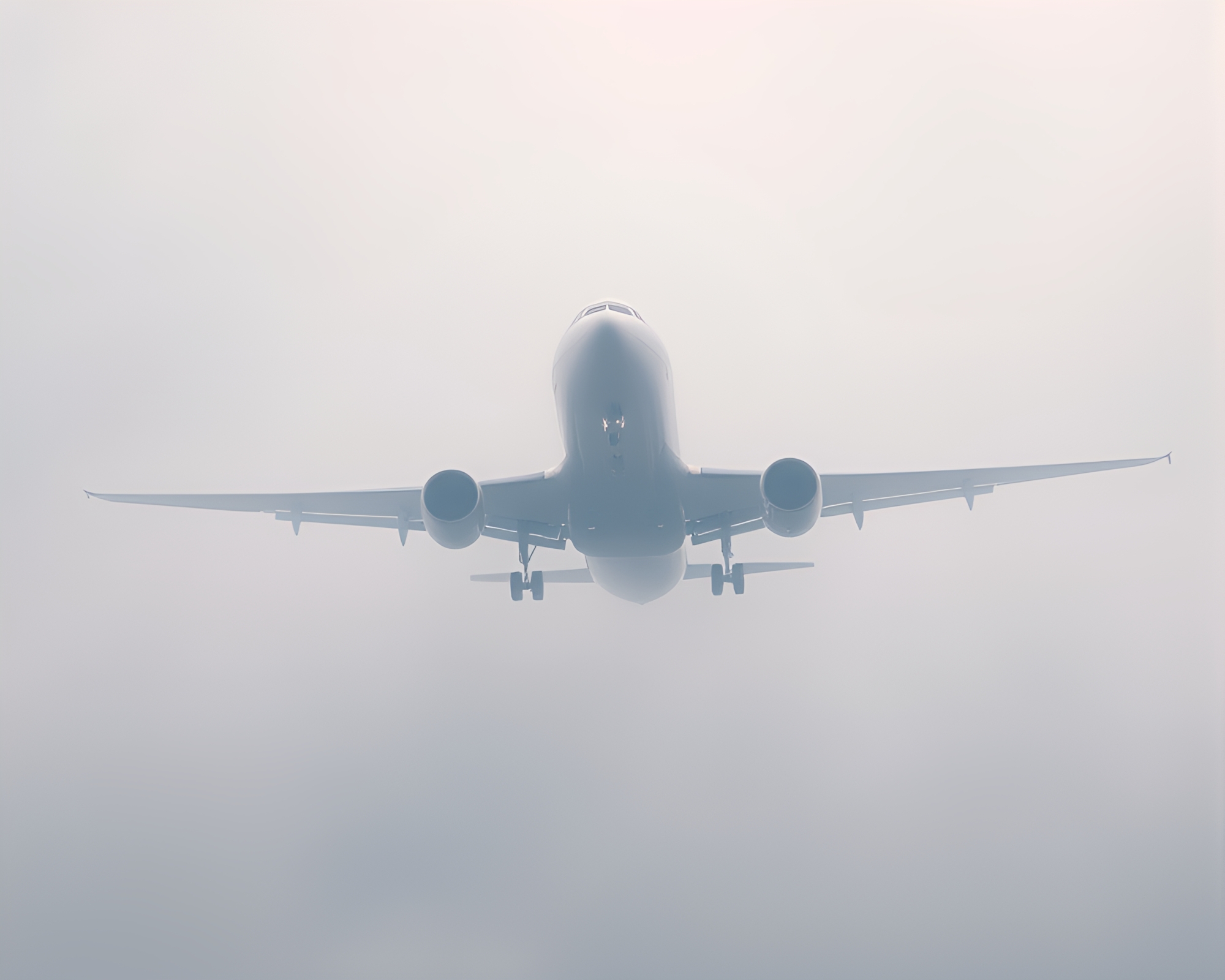 Airplane Double Exposure in High-Poly Foggy Wonderland – free AI stock image