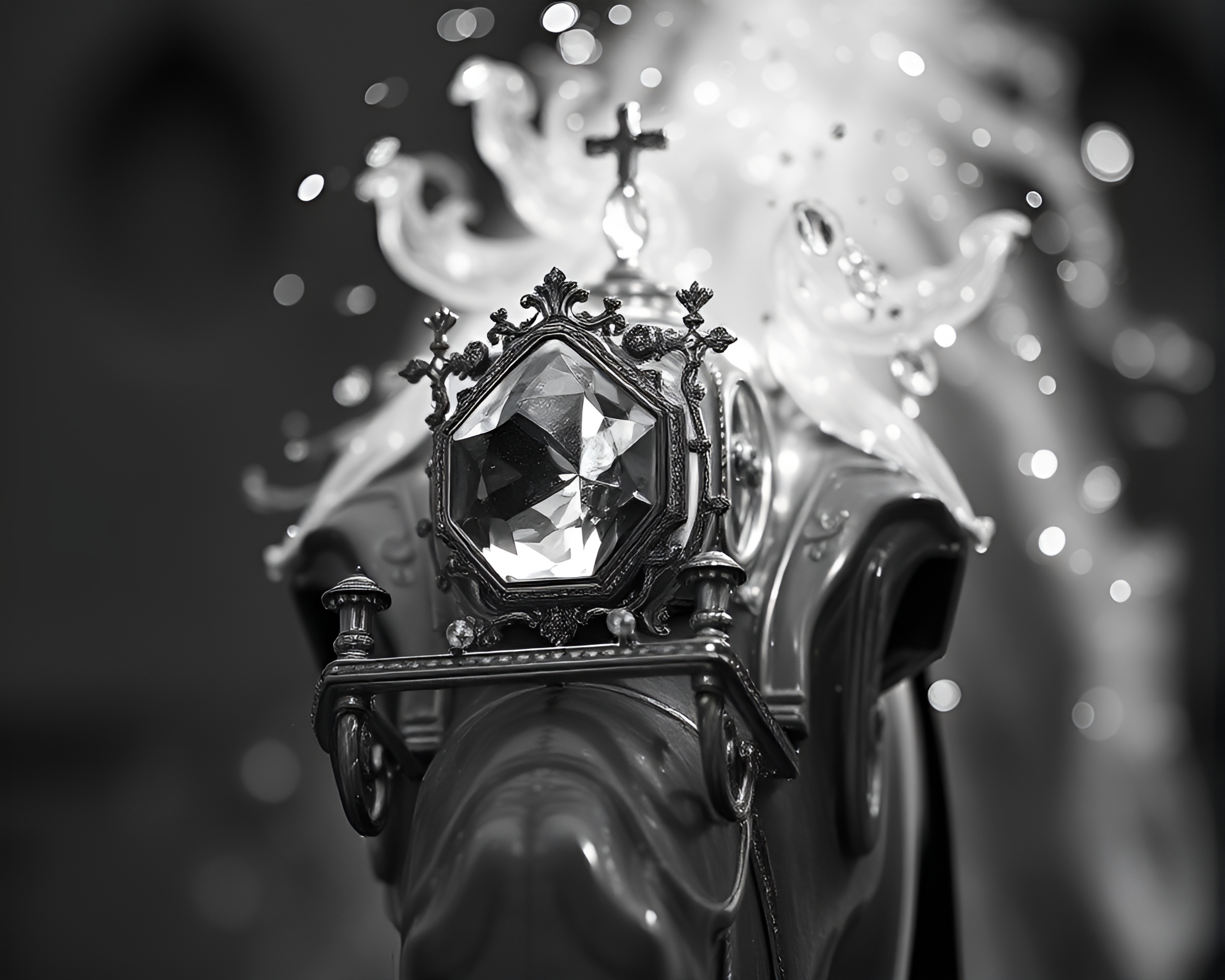 Chariot Close-Up: Topaz Monochrome Composition – free AI stock image